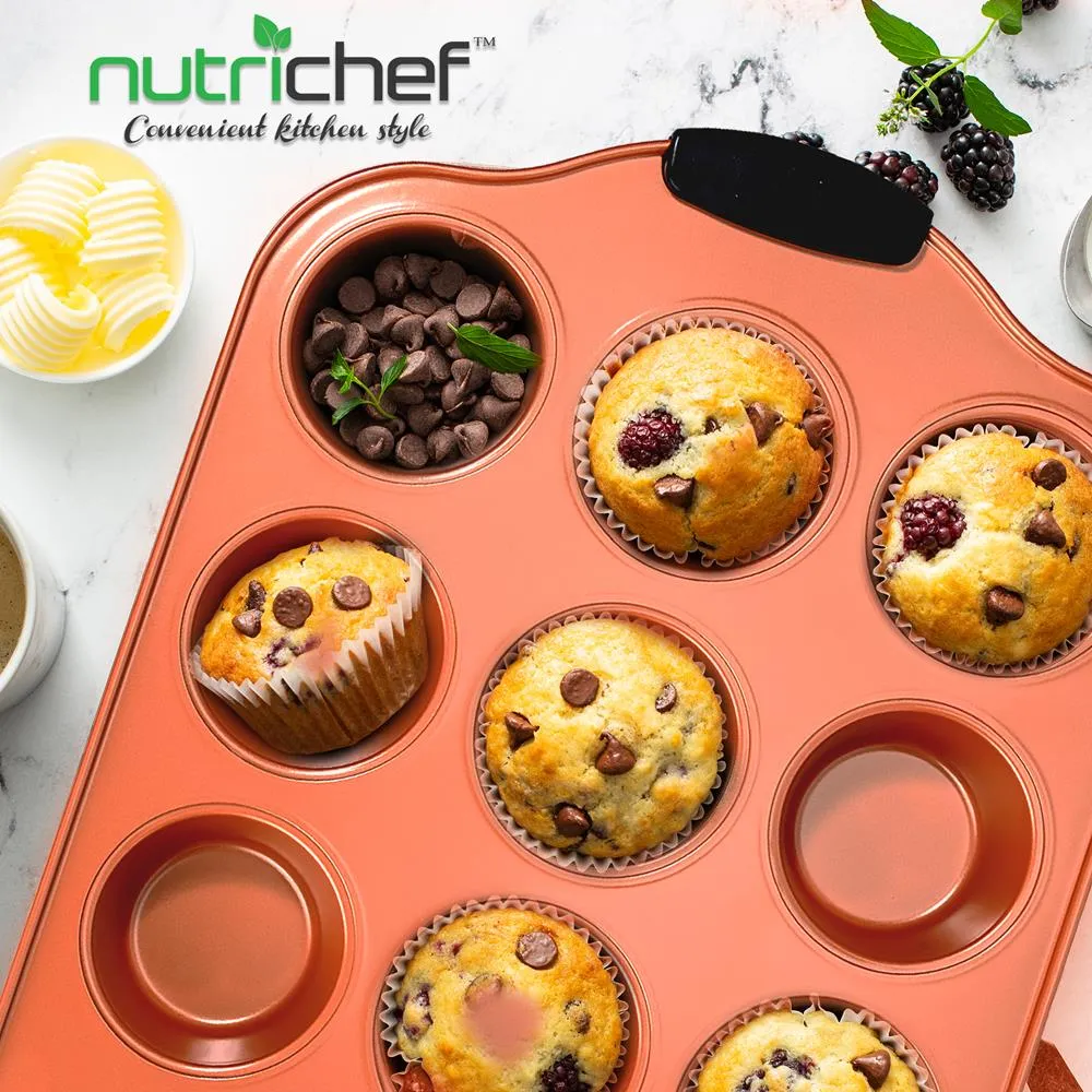 12 Cup Muffin Pan - Nonstick Carbon Steel Bake Pan With Black Silicone Handles, Compatible With Models: Ncsbs54S, Ncsbs52S (Copper)