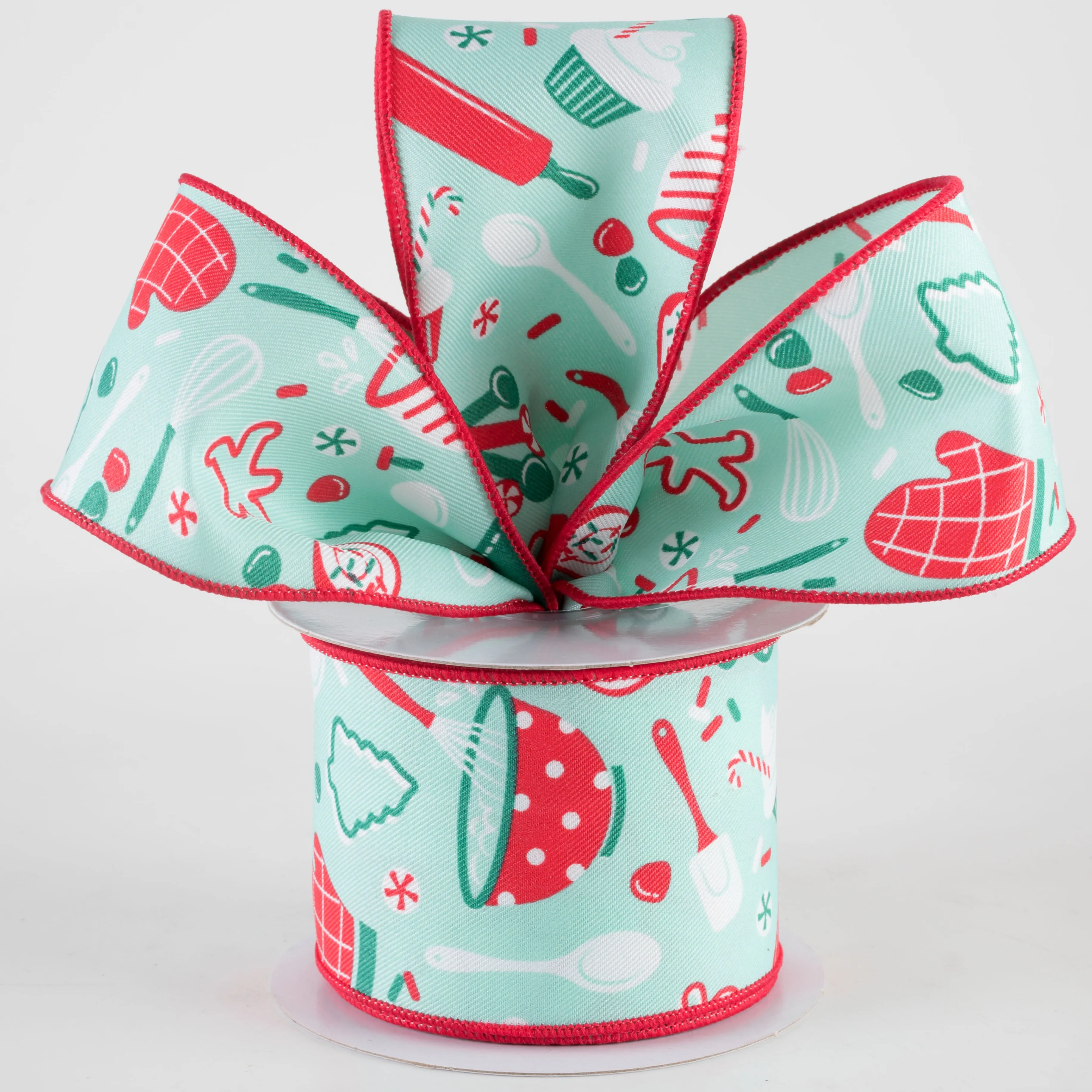 2.5" Holiday Baking Ribbon: Jade Mint Green (10 Yards)