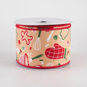 2.5" Holiday Baking Ribbon: Tan (10 Yards)