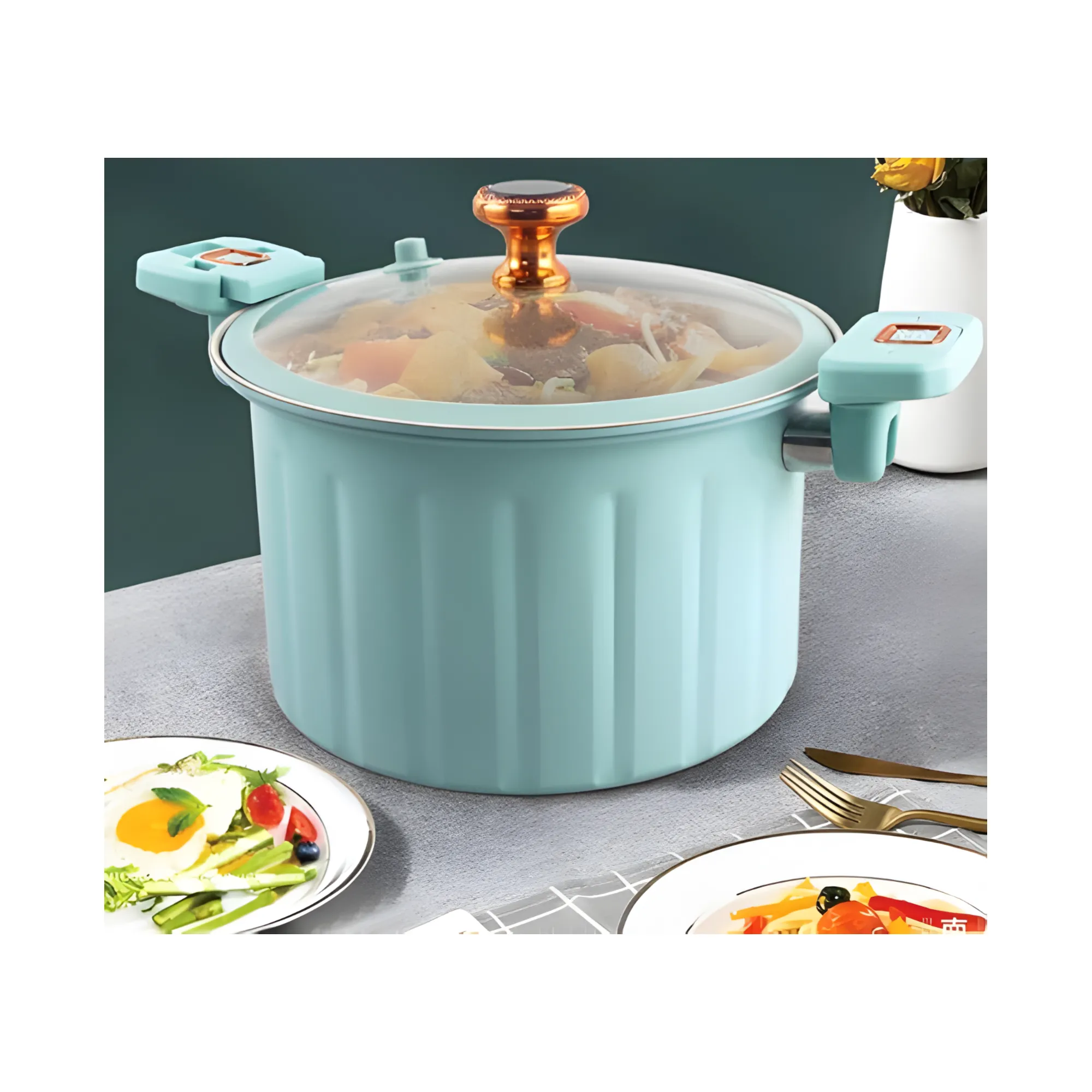 28Cm Micro Pressure Pot With Glass Lid And Resistant Handles Id-115