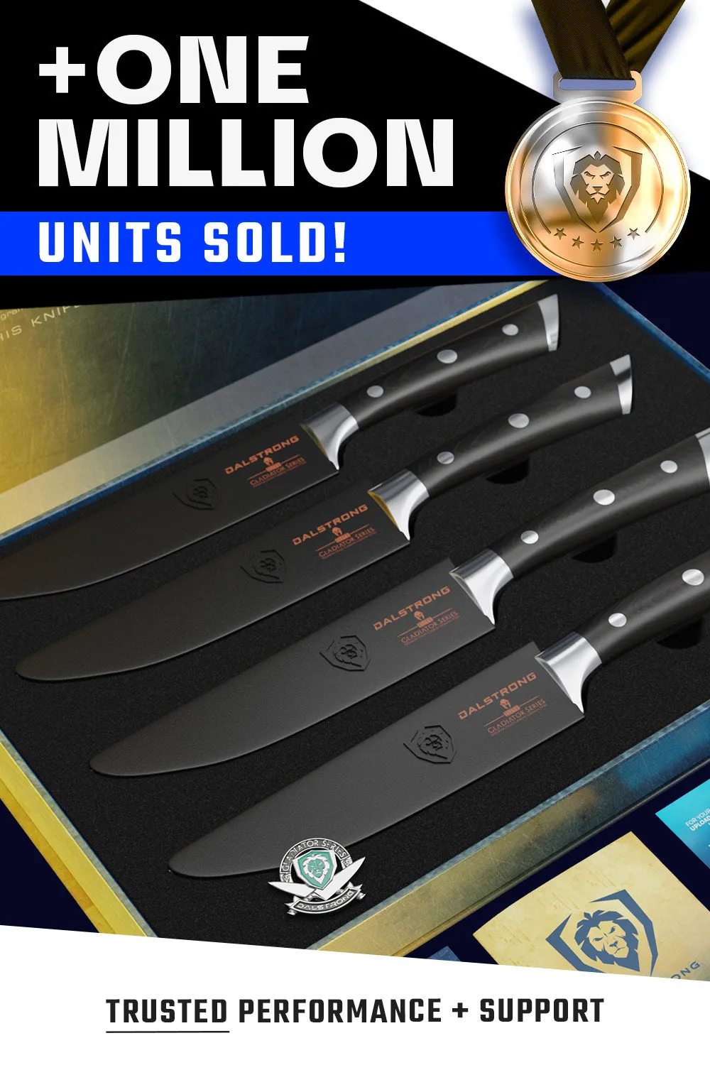 4-Piece Straight-Edge Steak Knife Set | Gladiator Series | NSF Certified | Dalstrong ©