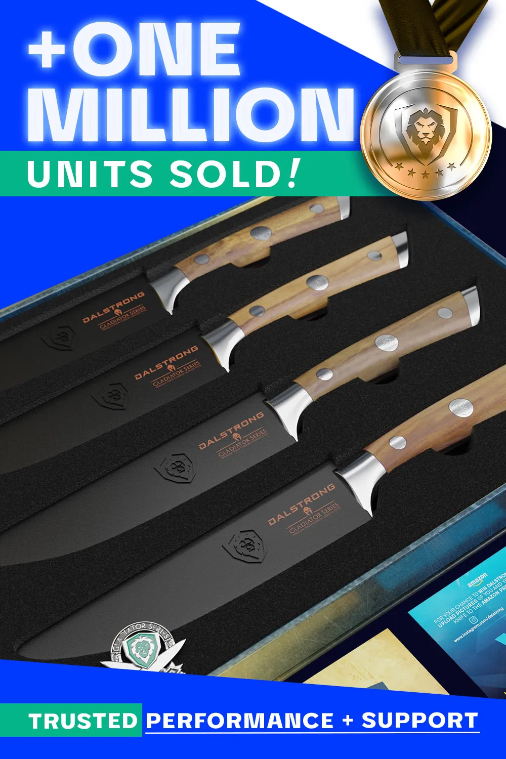 4-Piece Straight-Edge Steak Knife Set | Gladiator Series | NSF Certified | Dalstrong ©