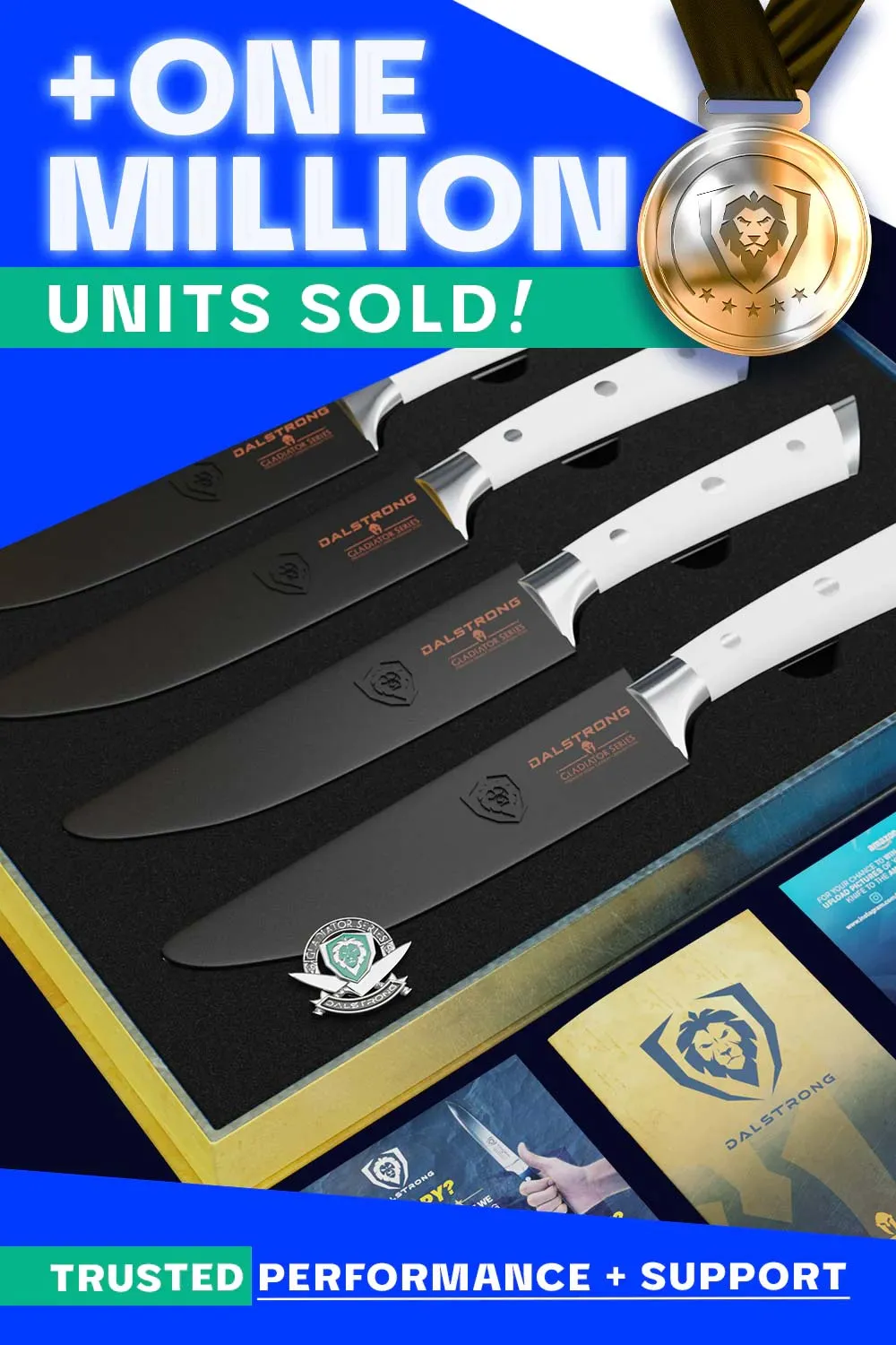 4-Piece Straight-Edge Steak Knife Set | Gladiator Series | NSF Certified | Dalstrong ©