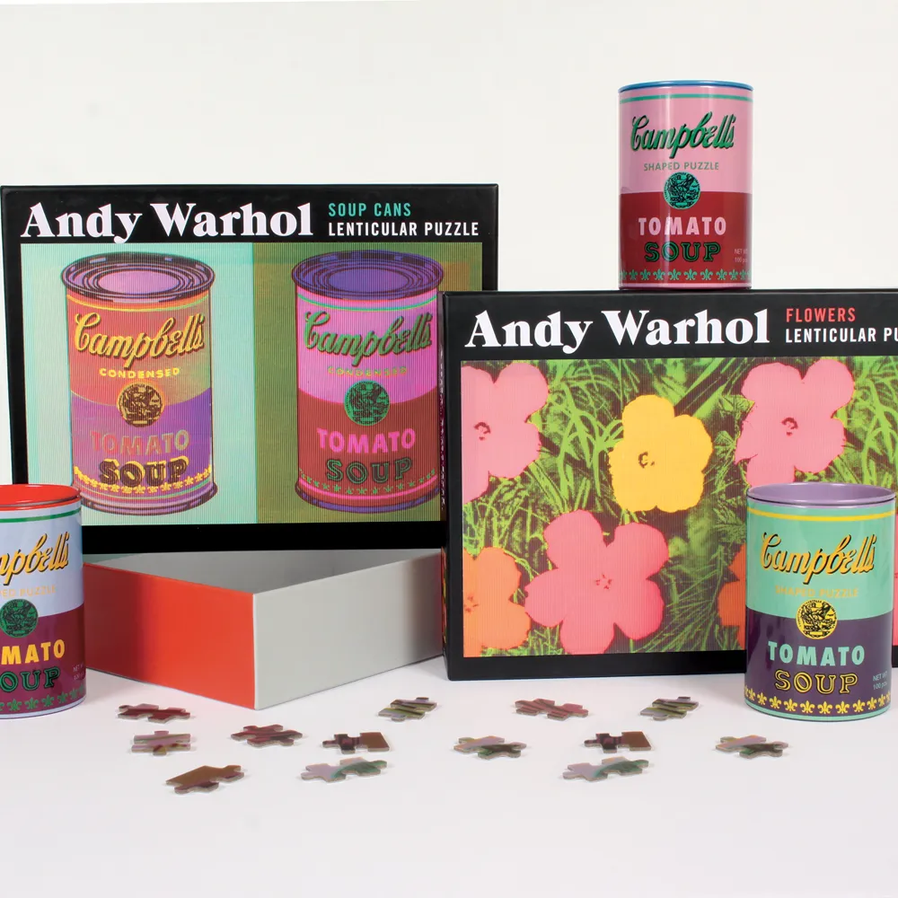 Andy Warhol Soup Cans Set of 3 Shaped Puzzles in Tins