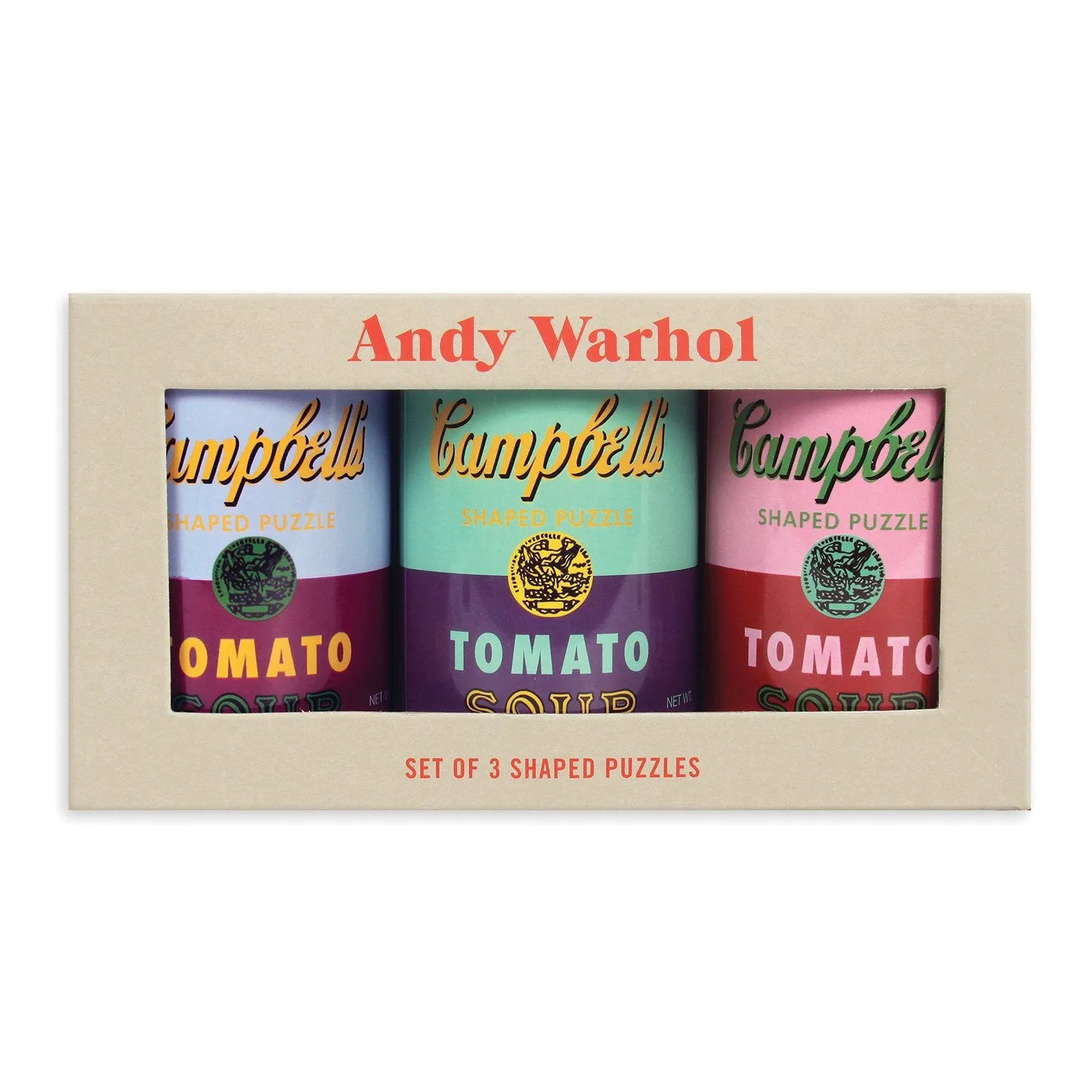 Andy Warhol Soup Cans Set of 3 Shaped Puzzles in Tins