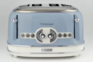 Ariete Toaster 4 Slice1600Watts, Functions Delete, Defrost, Heating6 Toasting Levels,Blue