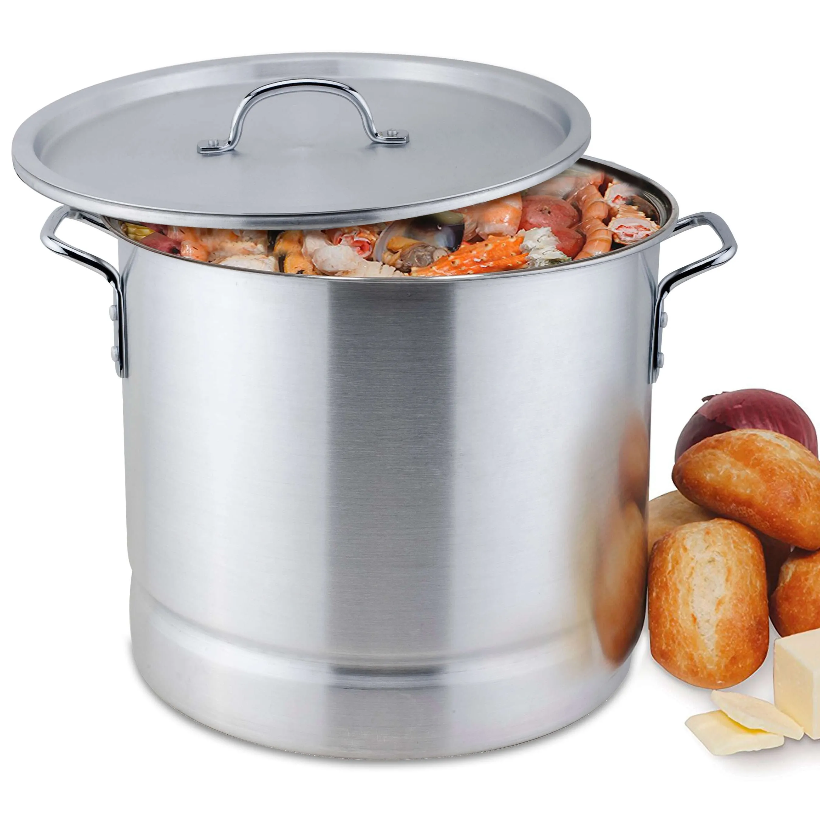 Bene Casa Aluminum Stock Pot with Steamer Rack and Lid