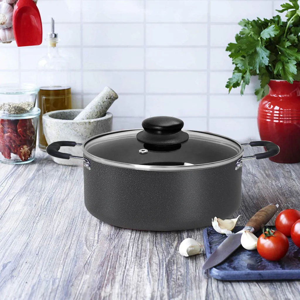 Bene Casa Non-stick speckled Dutch Oven w/ tempered glass lid - (3 sizes)