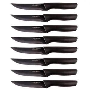 BergHOFF 8pc Serrated Stainless Steel Steak Knife Set 4.25", Black