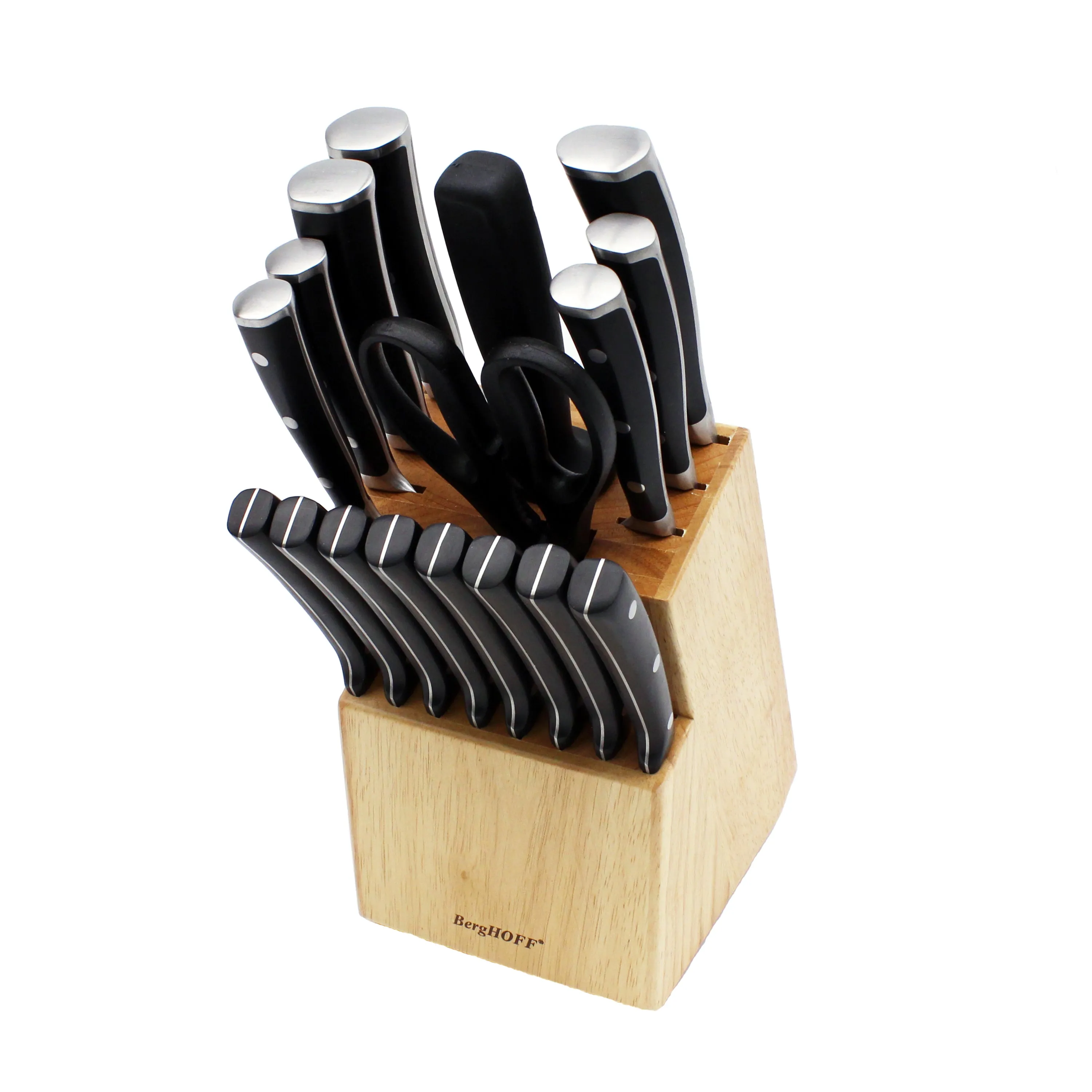 BergHOFF Essentials 18pc Stainless Steel Cutlery Set, Wooden Block