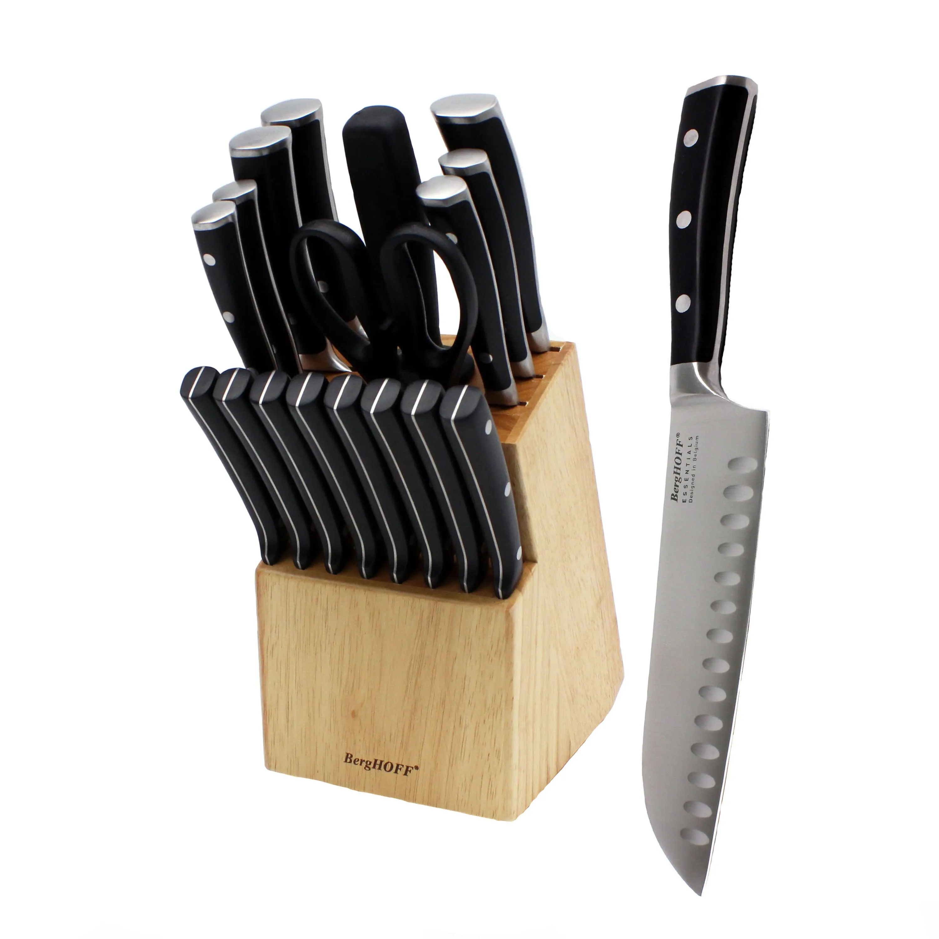 BergHOFF Essentials 18pc Stainless Steel Cutlery Set, Wooden Block