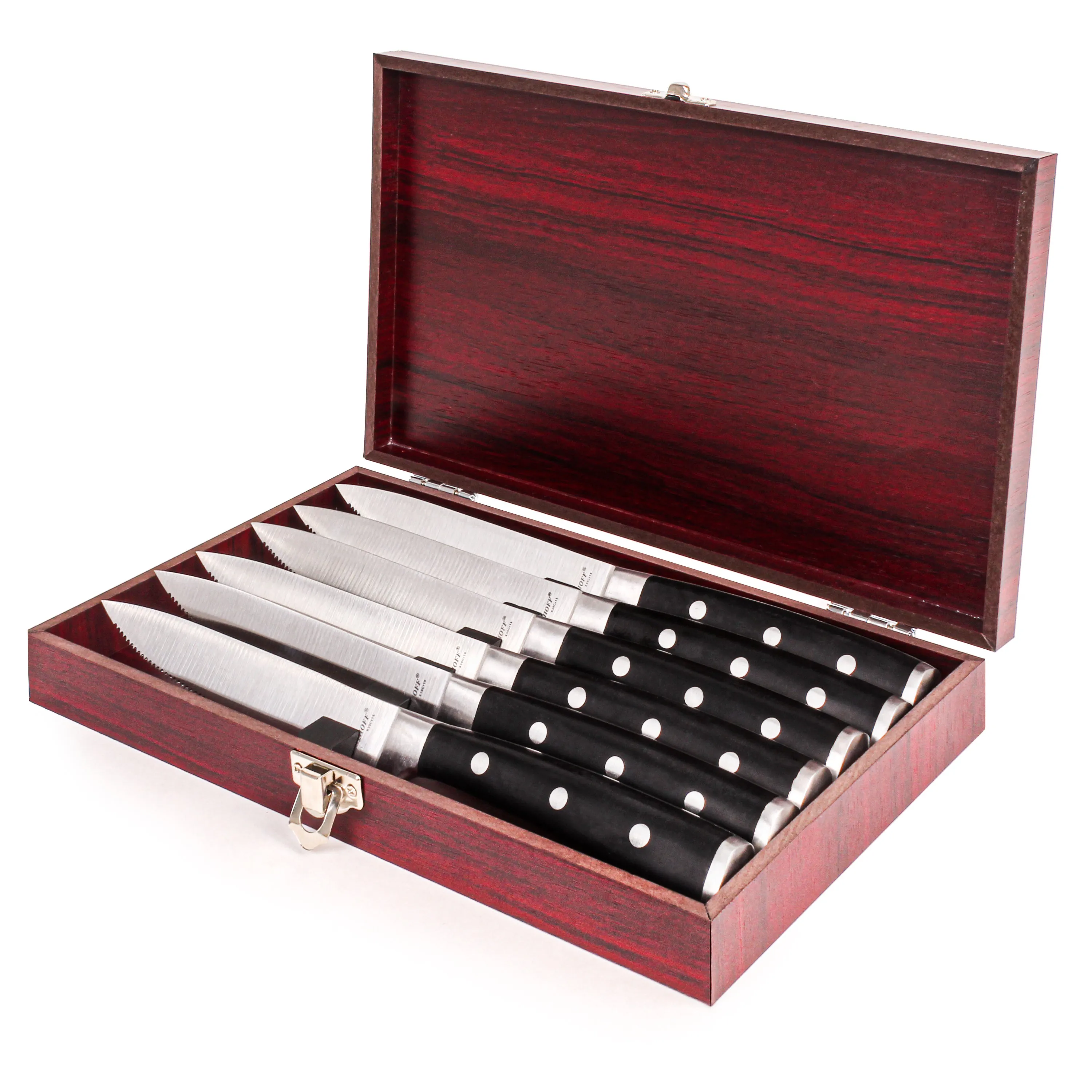 BergHOFF Essentials Classico 7pc Stainless Steel Steak Knife Set With Wood Case, 5"