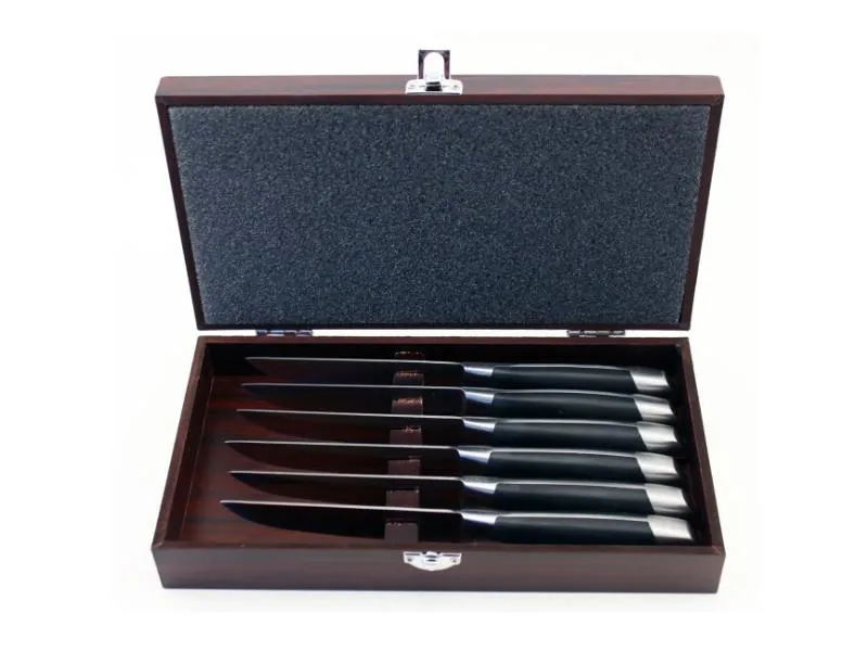 BergHOFF Geminis 7pc Stainless Steel Steak Knives with Wood Case, 4.75"