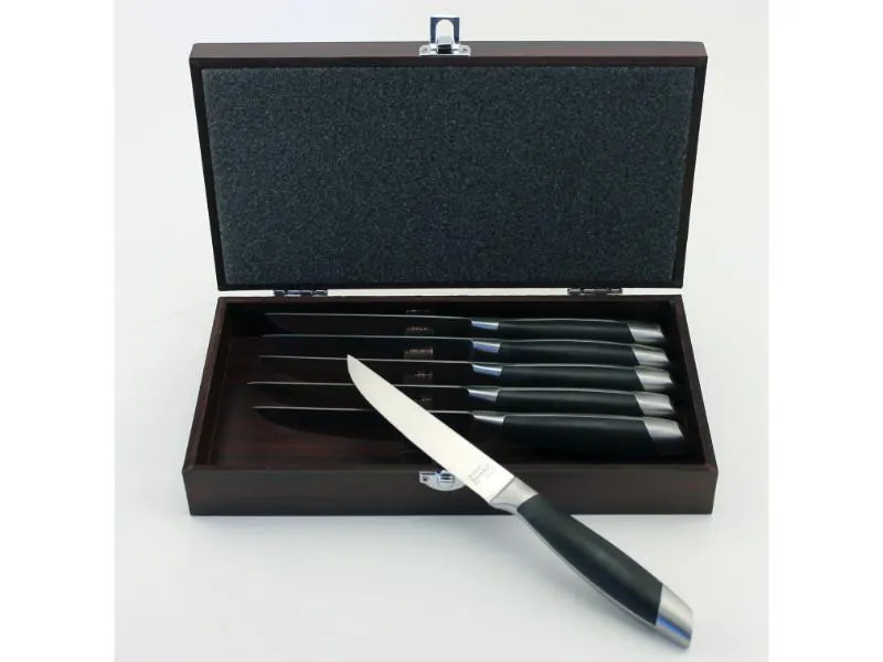 BergHOFF Geminis 7pc Stainless Steel Steak Knives with Wood Case, 4.75"