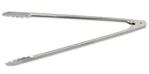 Browne 4513 16" Stainless Steel Utility Tongs | Coil Spring Operated | Scalloped Edges | Denson CFE