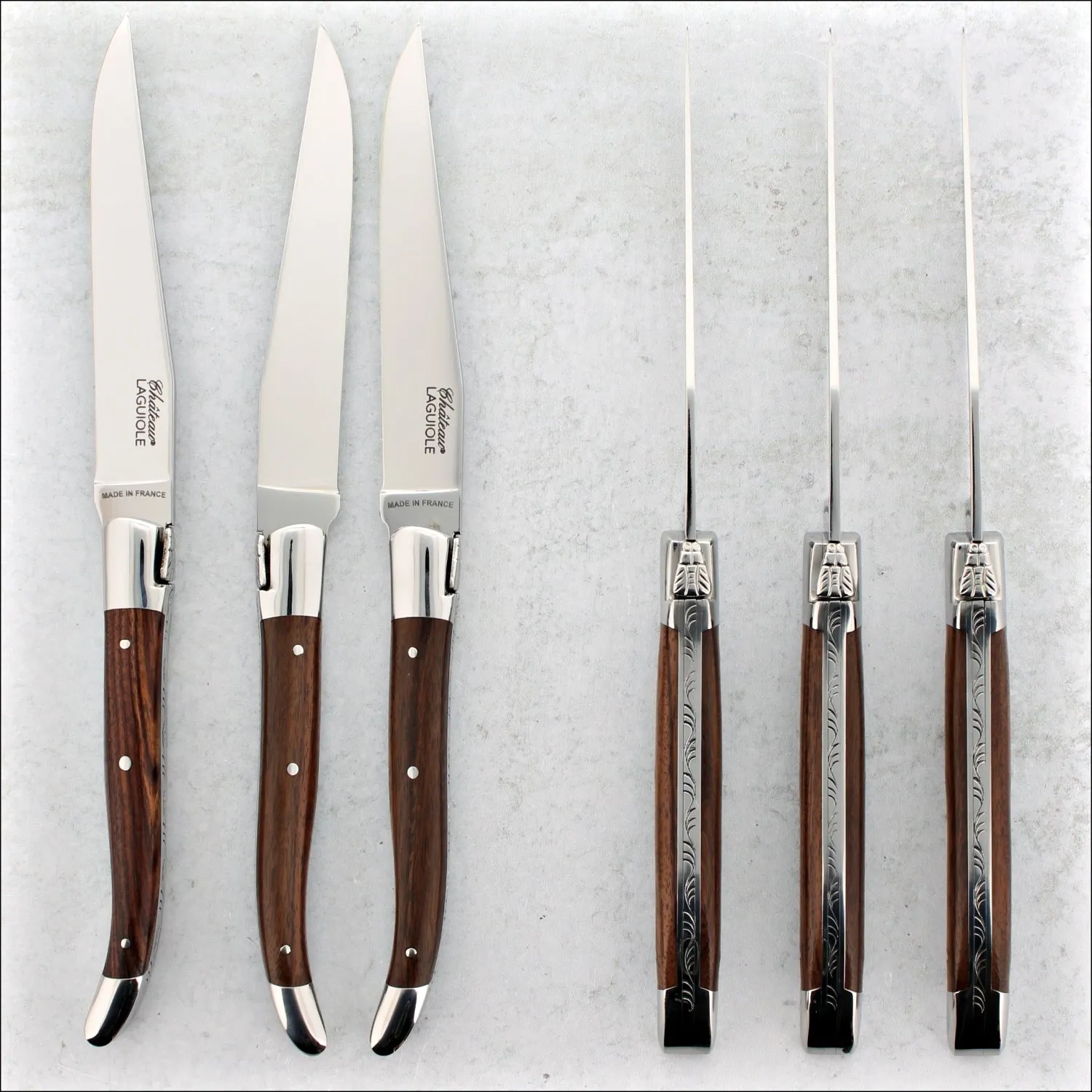 Chateau Laguiole Heritage Steak Knives Brazilian Rosewood - Set of 6