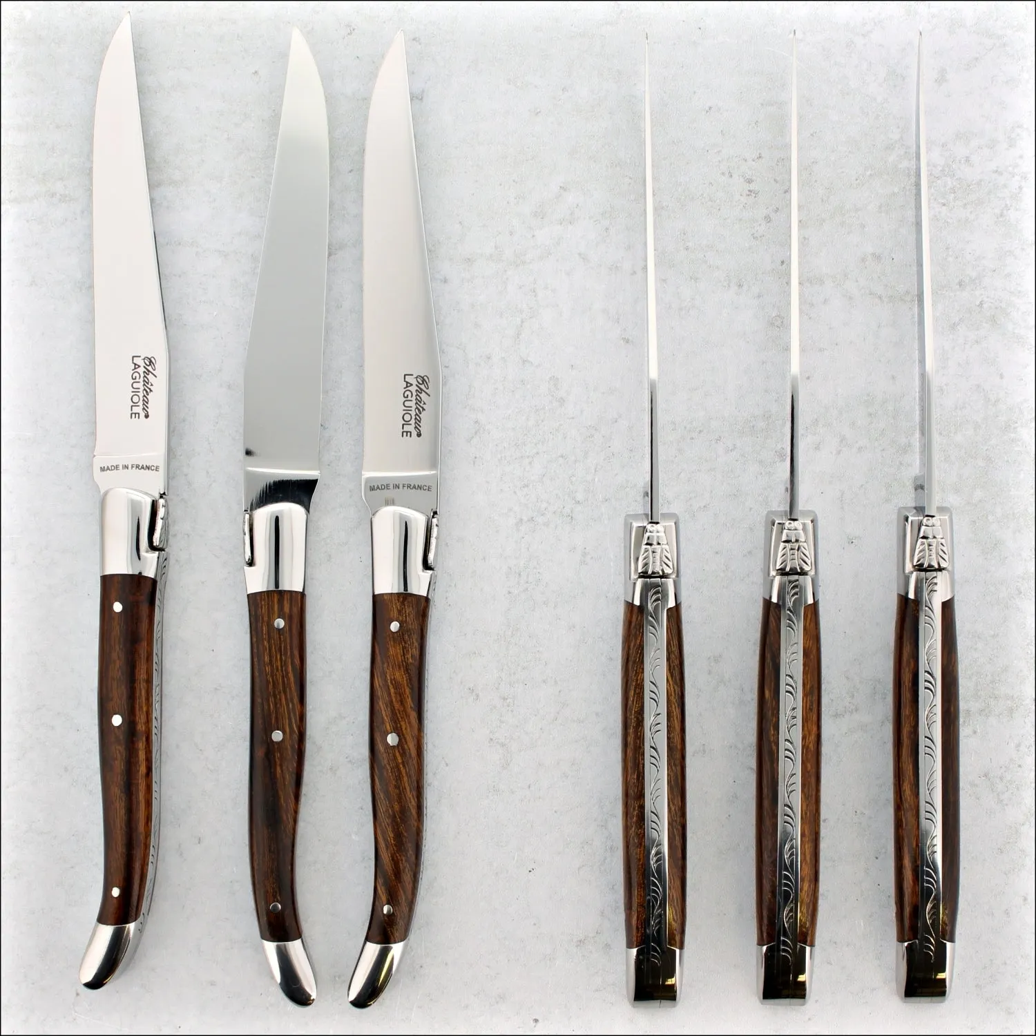 Chateau Laguiole Heritage Steak Knives Desert Ironwood - Shiny Finish