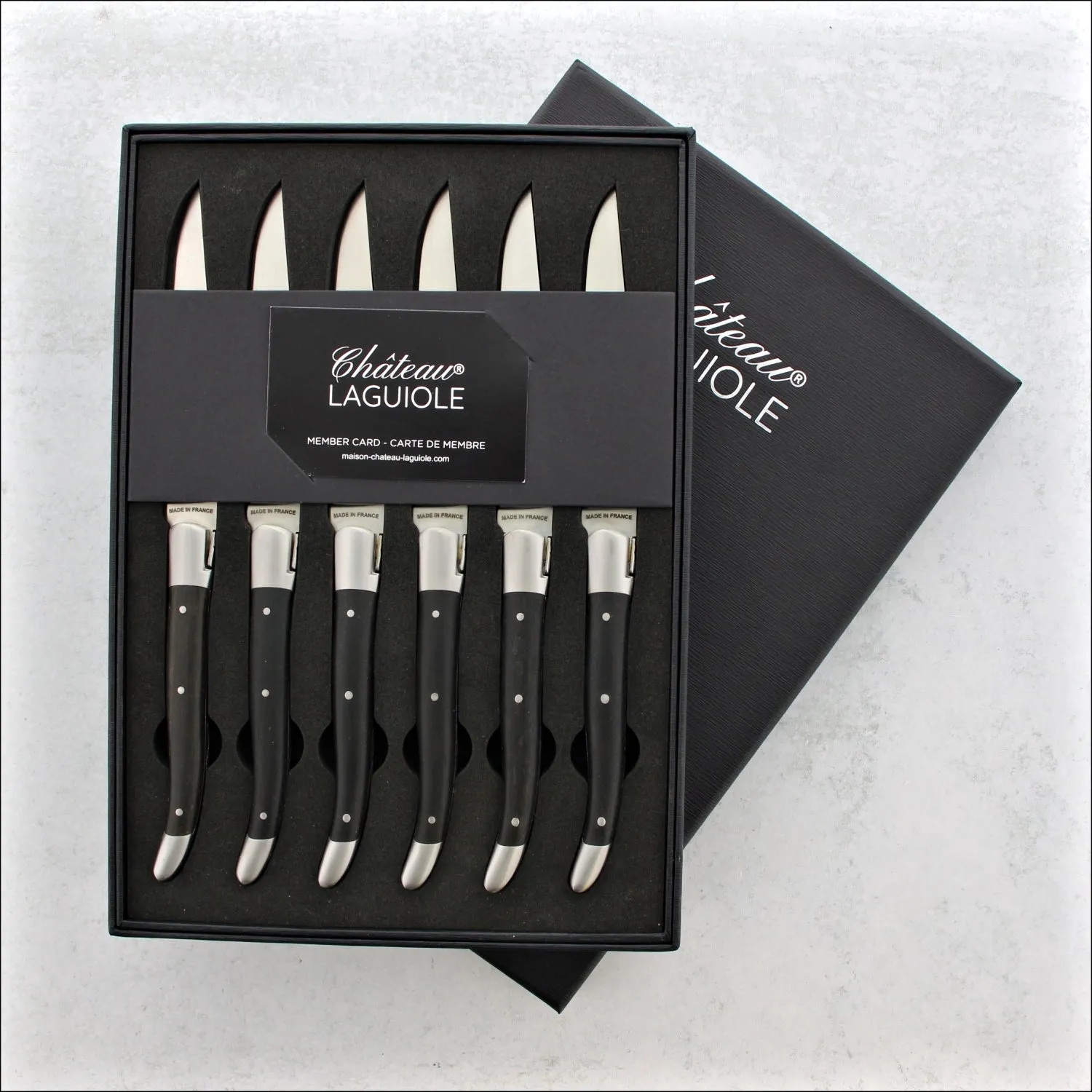 Chateau Laguiole Heritage Steak Knives Ebony - Satin Finish