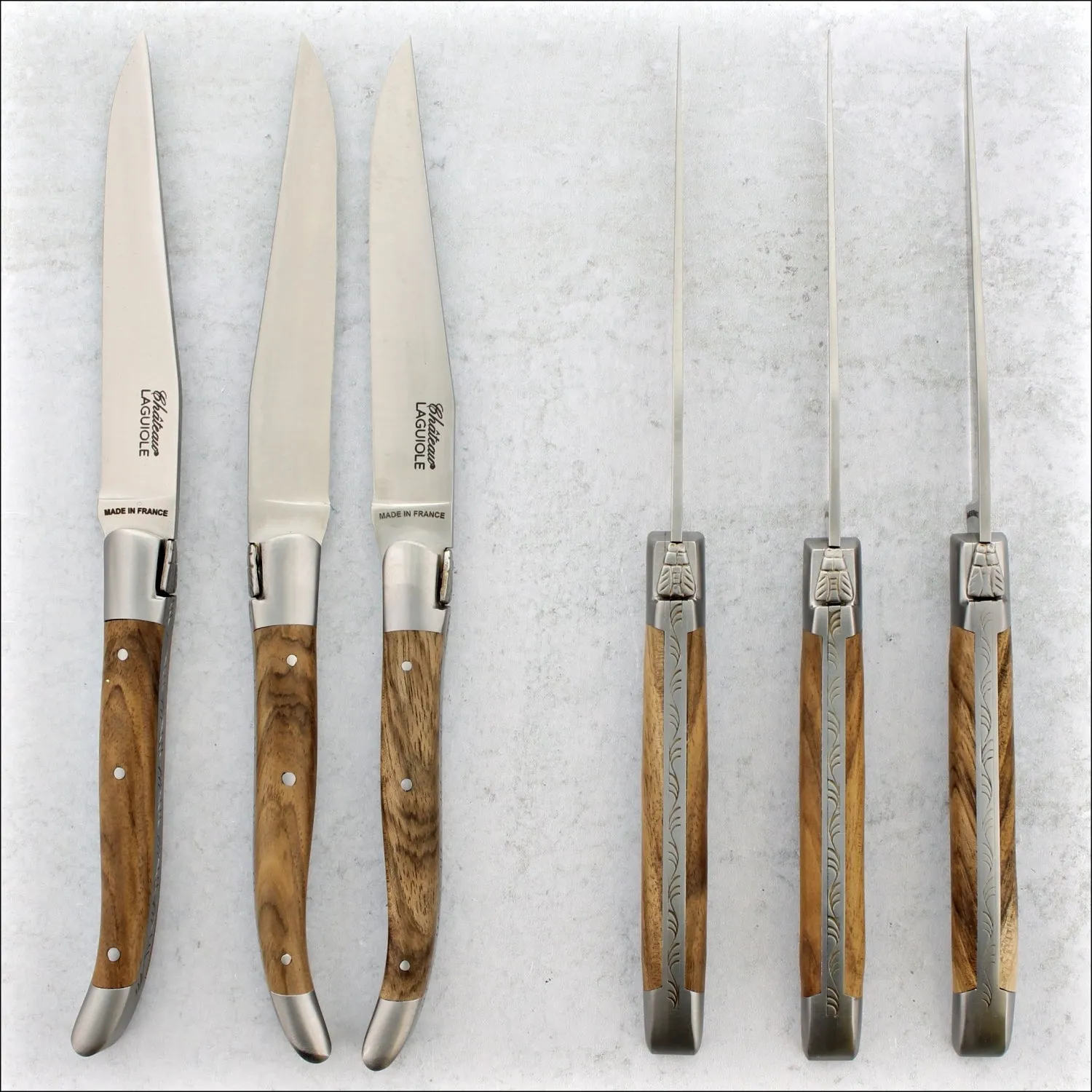 Chateau Laguiole Heritage Steak Knives Walnut - Satin Finish