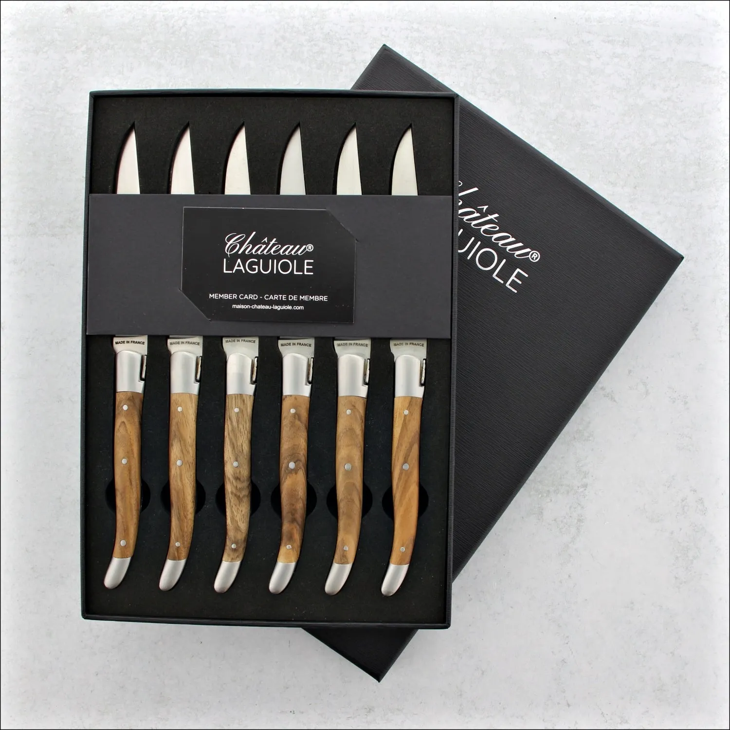 Chateau Laguiole Heritage Steak Knives Walnut - Satin Finish