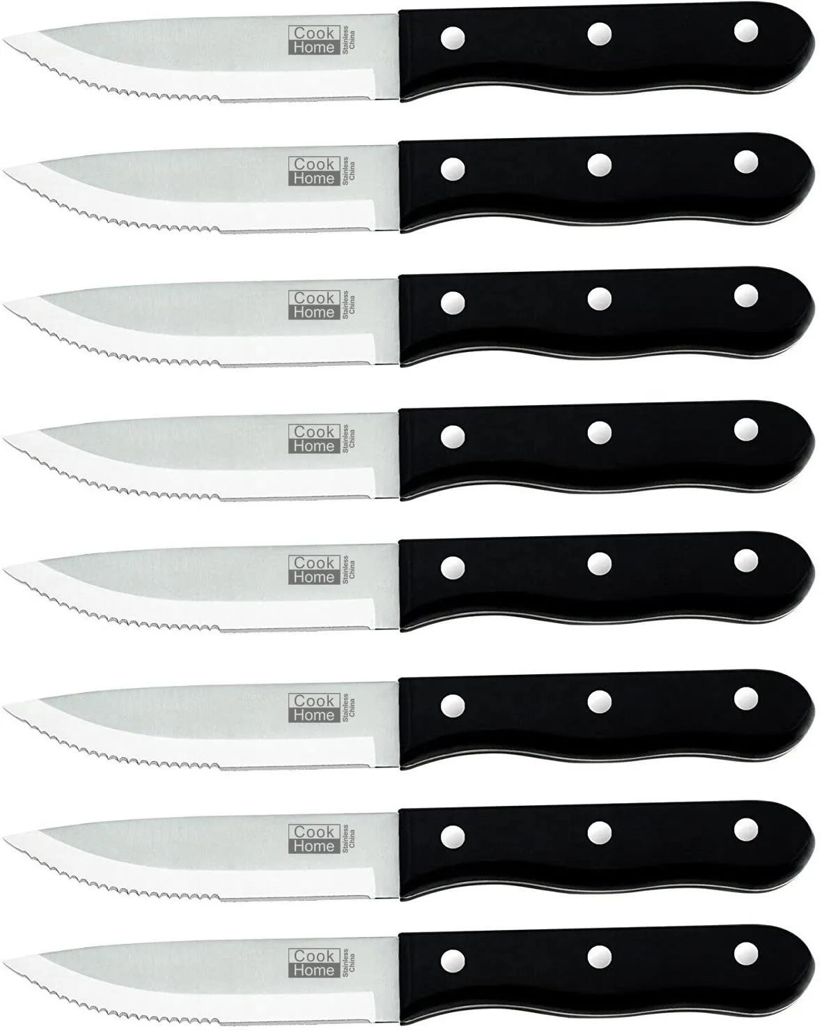 Cook N Home 8-Piece Steak House Style Steak Knife Set, Stainless Steel