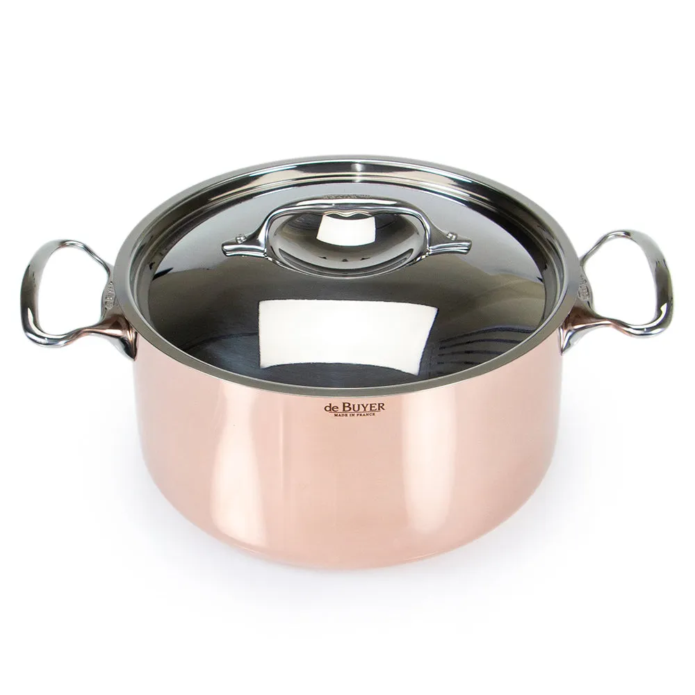 De Buyer Inocuivre Stew Pan with Stainless Steel Handles and Lid 24cm