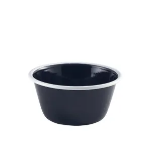 Enamel Deep Pie Dish Black with White Rim 12cm- Pack 12