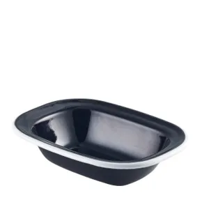 Enamel Pie Dish Black with White Rim 18cm- Pack 12