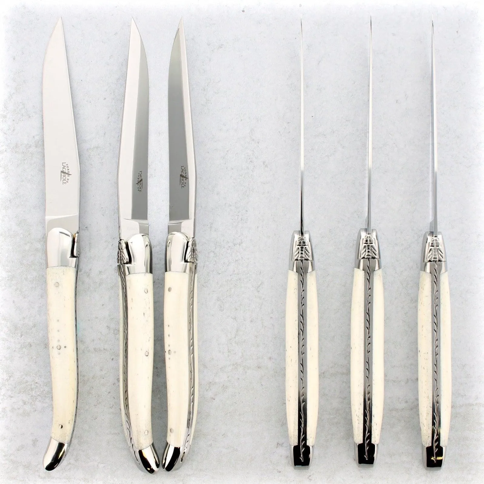 Forge de Laguiole Cattle Bone Handle Steak Knives - Set of 6