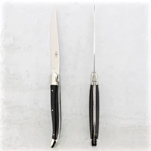 Forge de Laguiole Dark Horn Tip Steak Knives - Set of 2