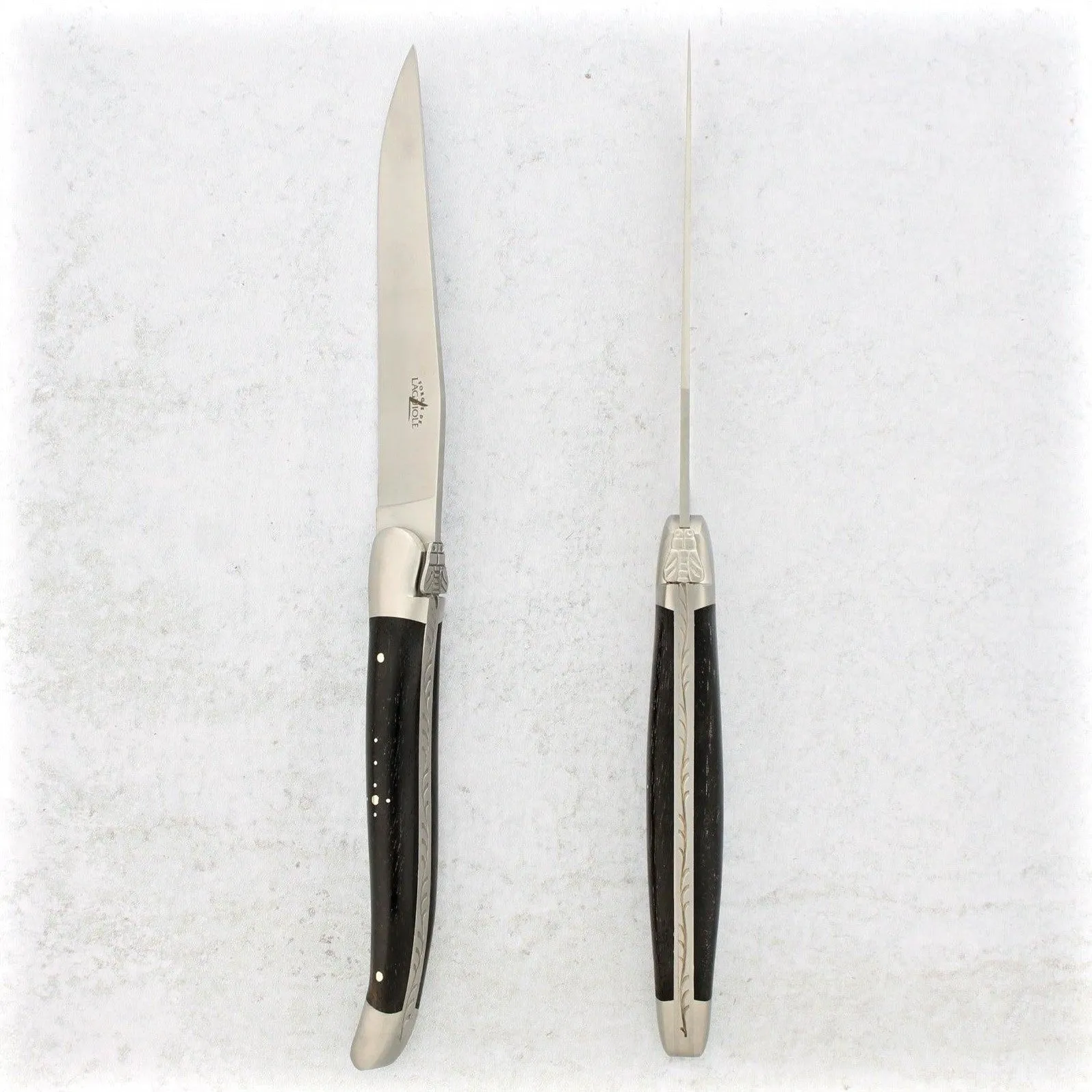 Forge de Laguiole Ebony Wood Steak Knives - Brushed