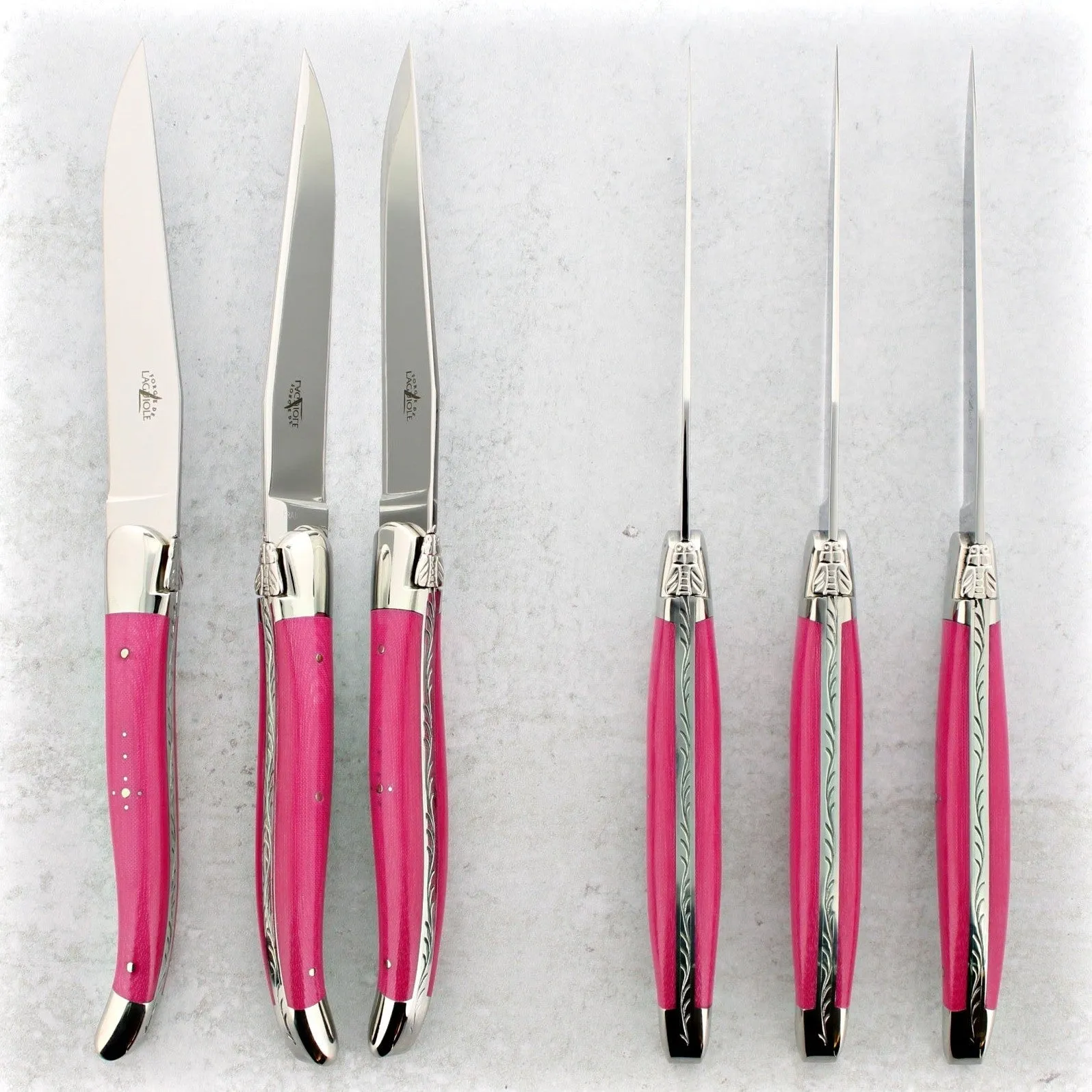 Forge de Laguiole Steak Knives - Fuchsia