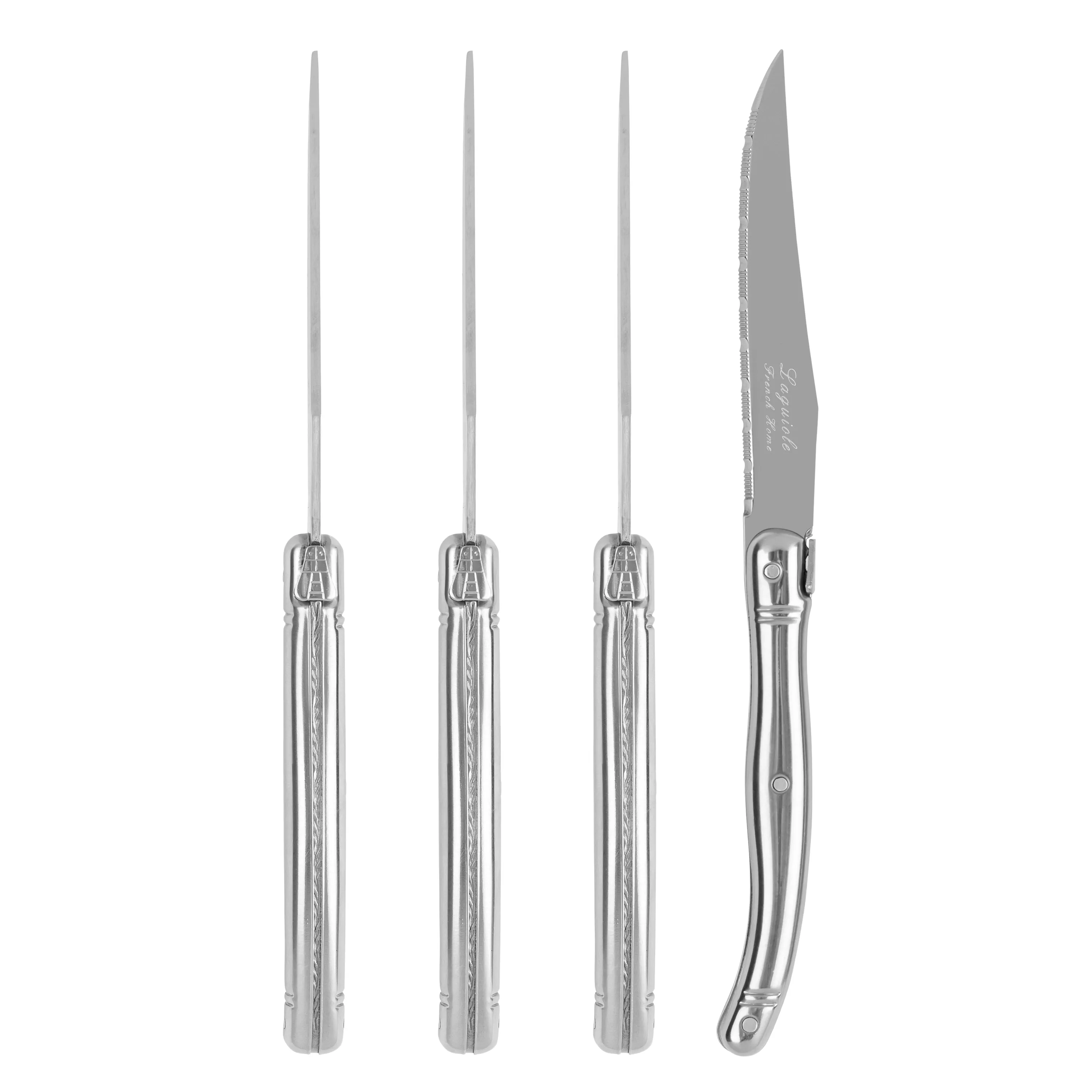 French Home Laguiole Connoisseur 4-Piece Steak Knife Set with Stainless-Steel Handles