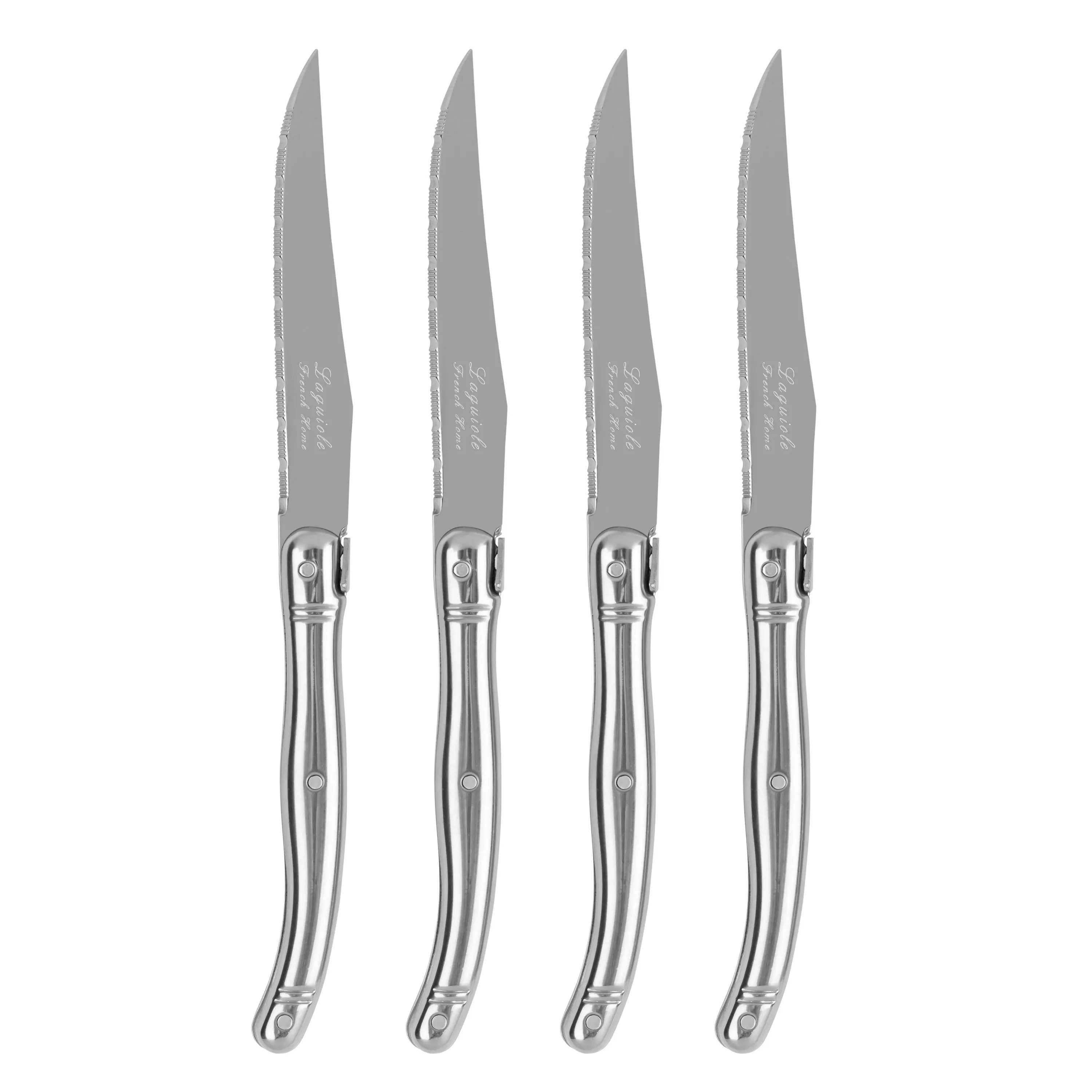 French Home Laguiole Connoisseur 4-Piece Steak Knife Set with Stainless-Steel Handles