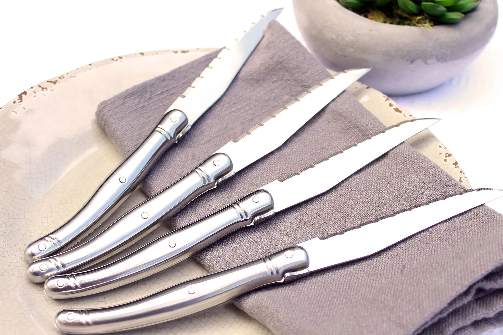 French Home Set of 4 Laguiole Stainless Steel Steak Knives