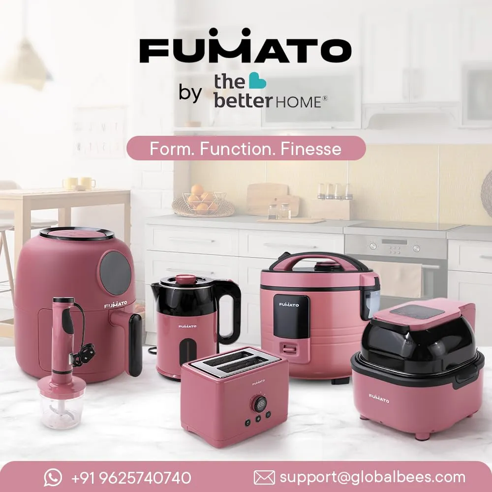 FUMATO 1000W Pop Up Toaster 2 Slices Automatic | Premium Bread Toaster with 6 Modes, Removable Crumb Tray, Extra Wide Slots | Cute Electric Toaster with Cancel, Reheat & Defrost | 1 Yr Warranty- Pink