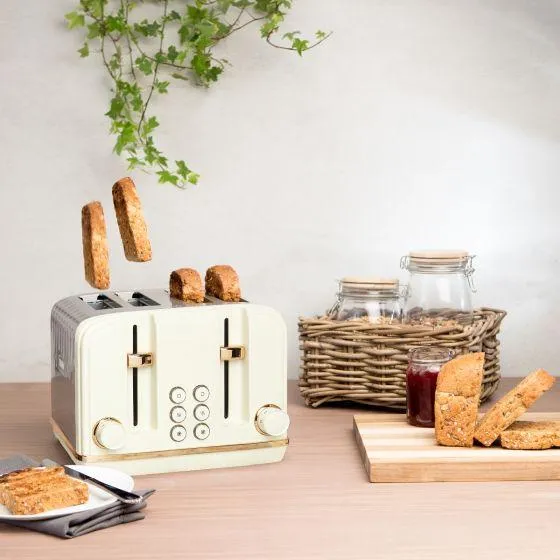 Haden Salcombe Cream And Copper 4 Slice Toaster