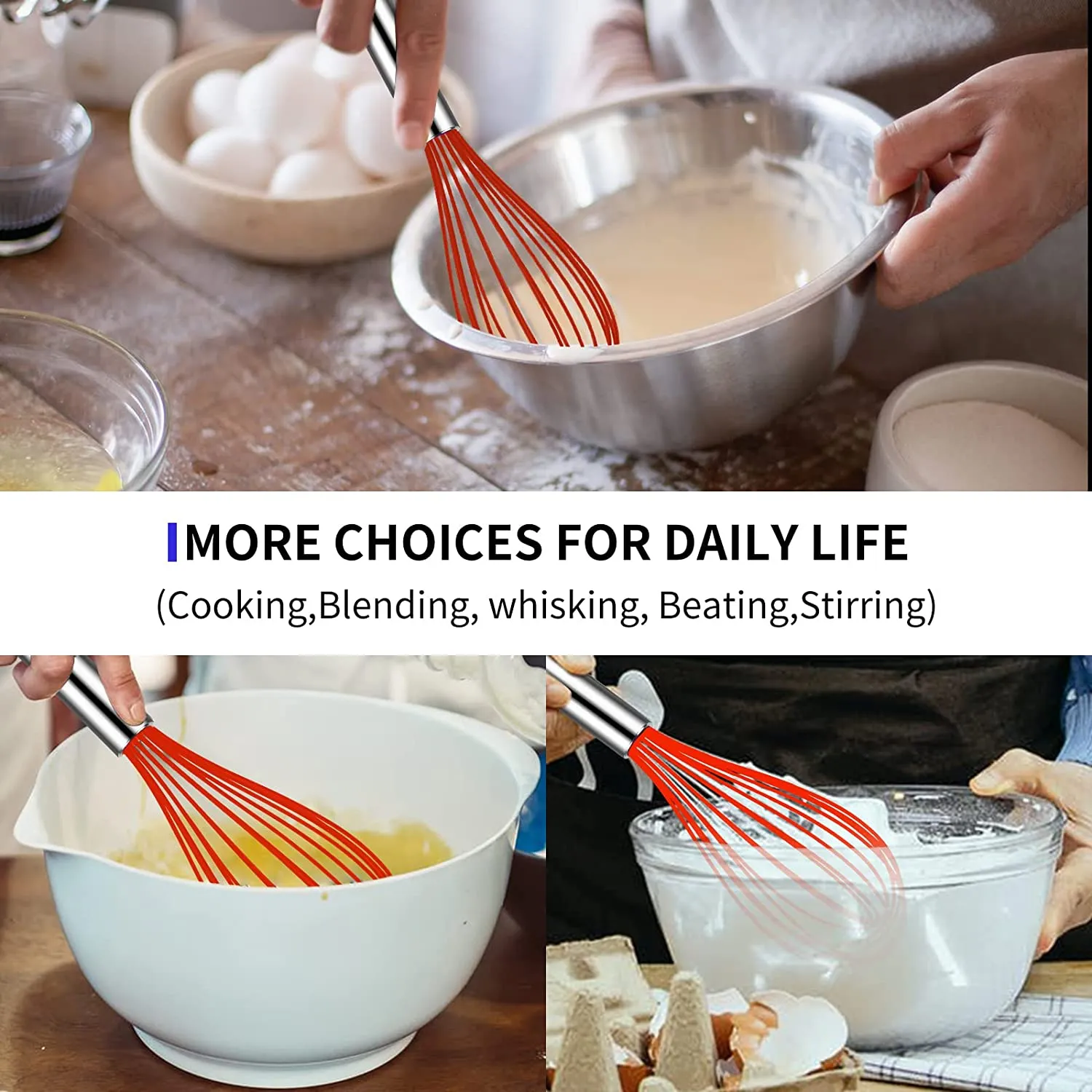 Ingeniuso Silicone Kitchen Whisk  (3 Piece)