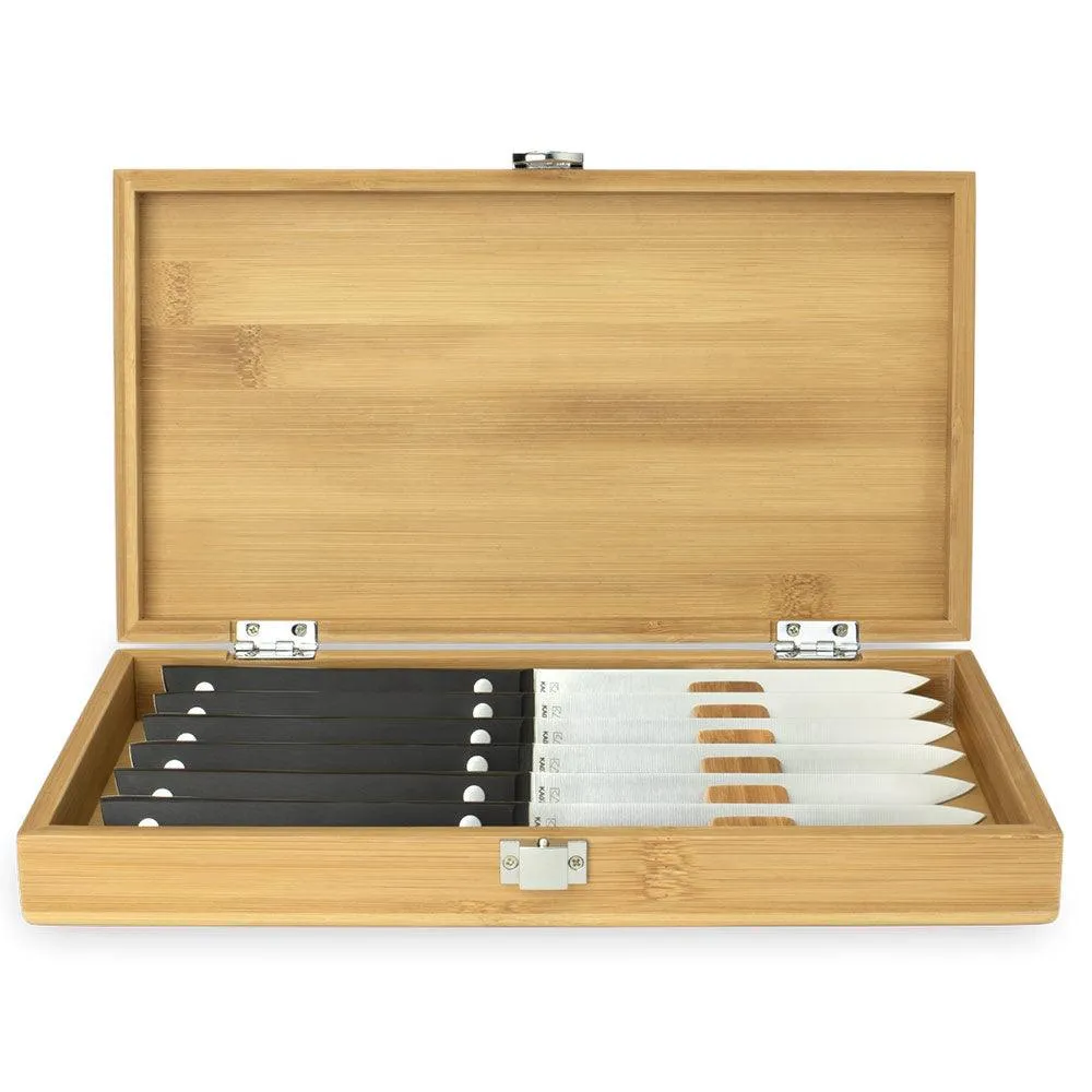 KAI Pro 6 Piece Steak Knife Set | Bamboo Box