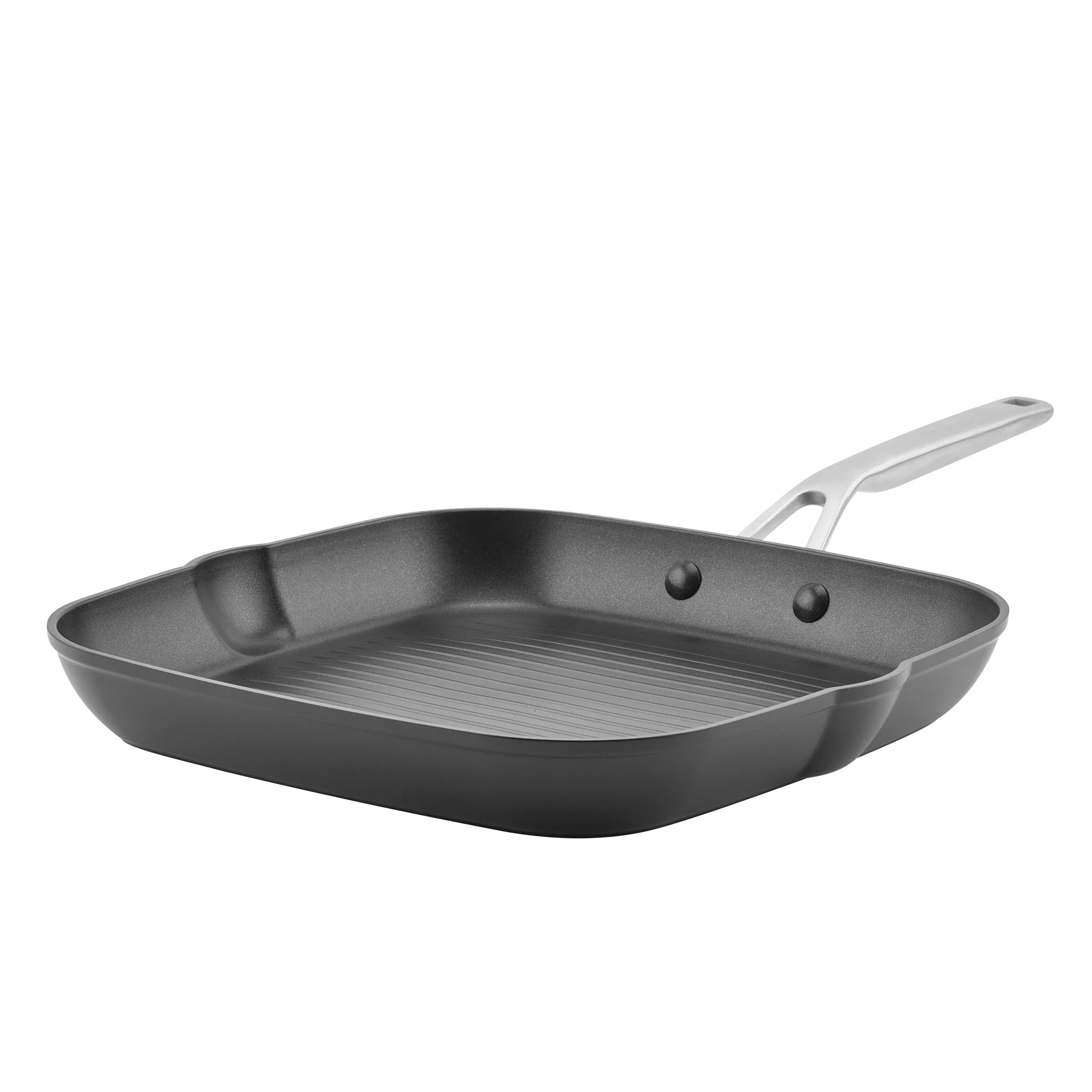 KitchenAid Hard-Anodized Induction Nonstick Square Grill Pan, 11.25-Inch, Matte Black