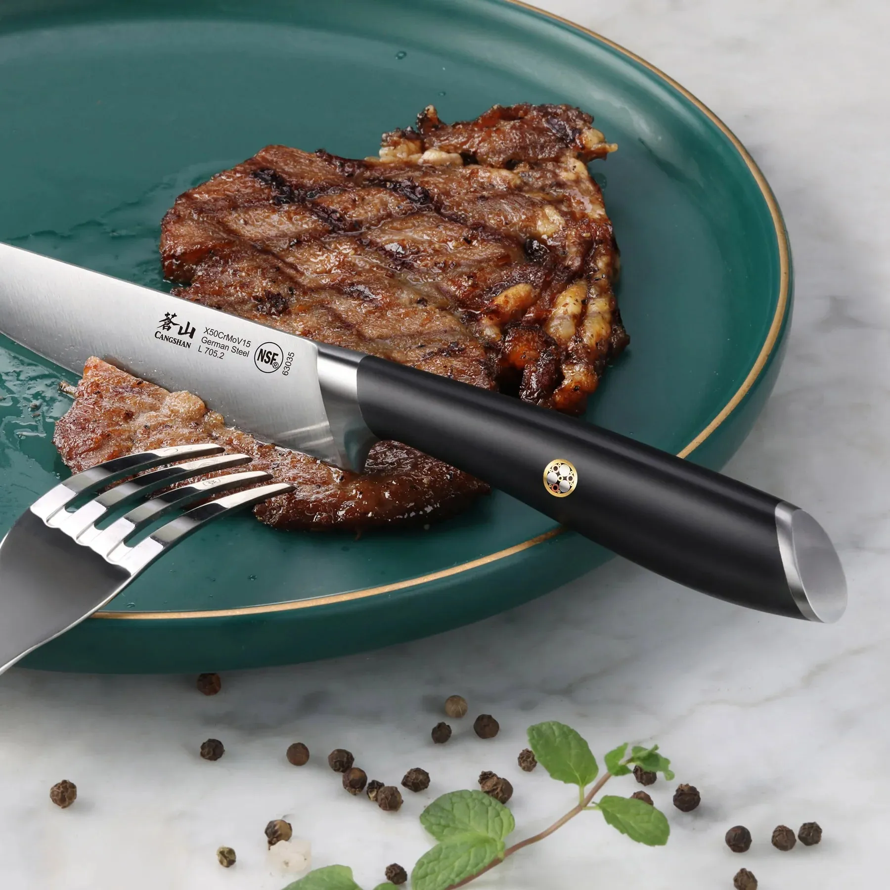 L Series Fine-Edge Steak Knife, Forged German Steel Set-4