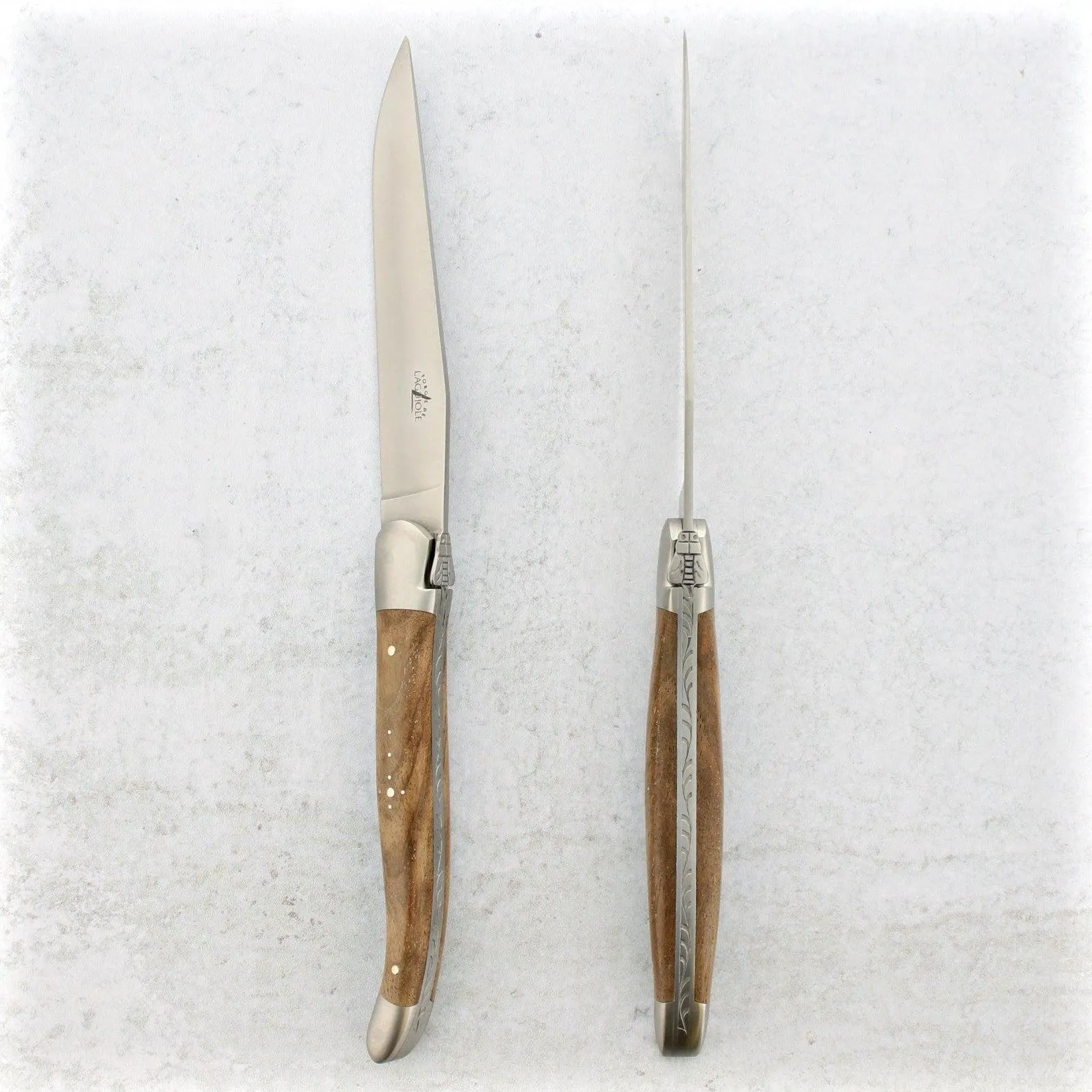 Laguiole Steak Knives Walnut Handle Satin Finish