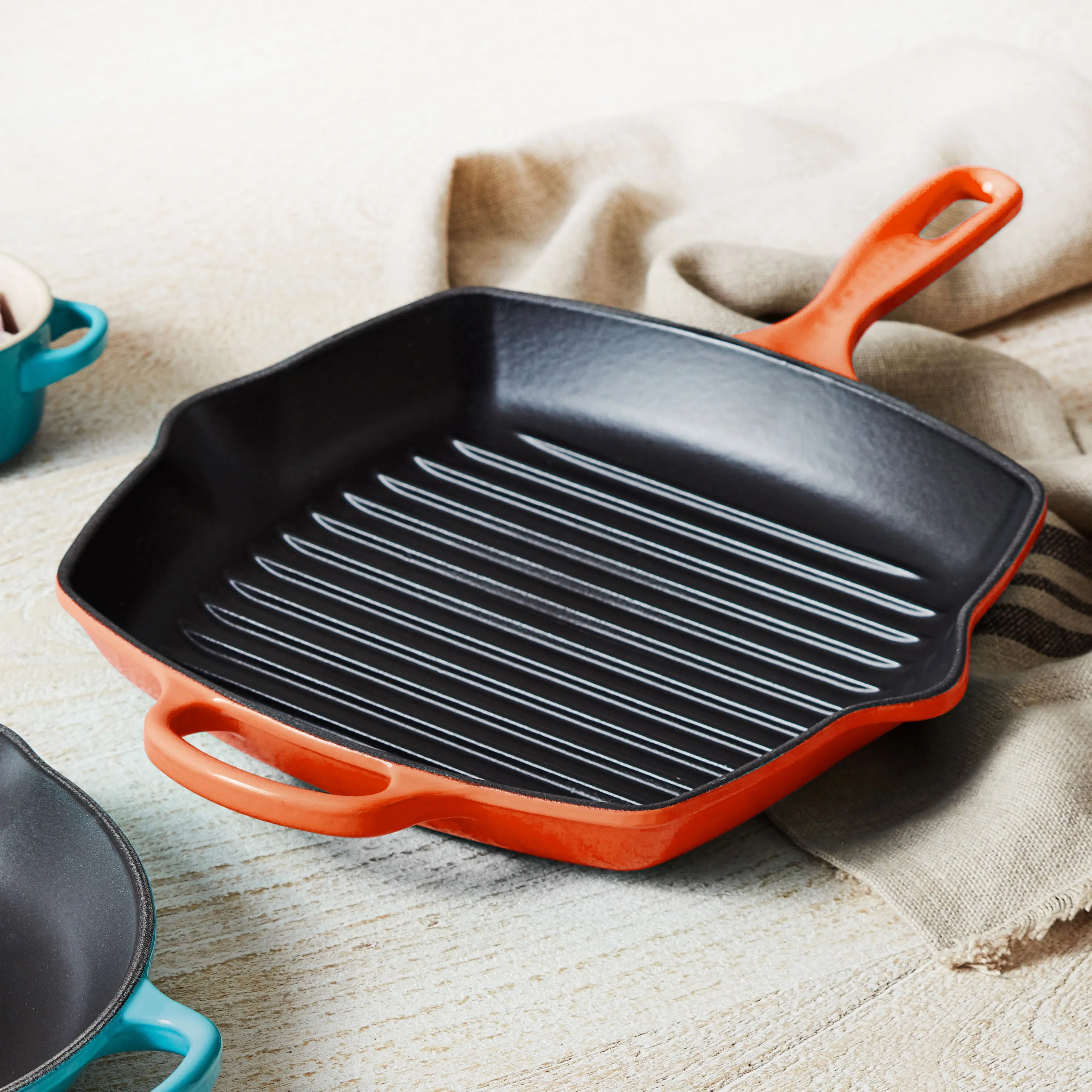 Le Creuset Signature Cast Iron 10.25" Flame Square Grill Pan