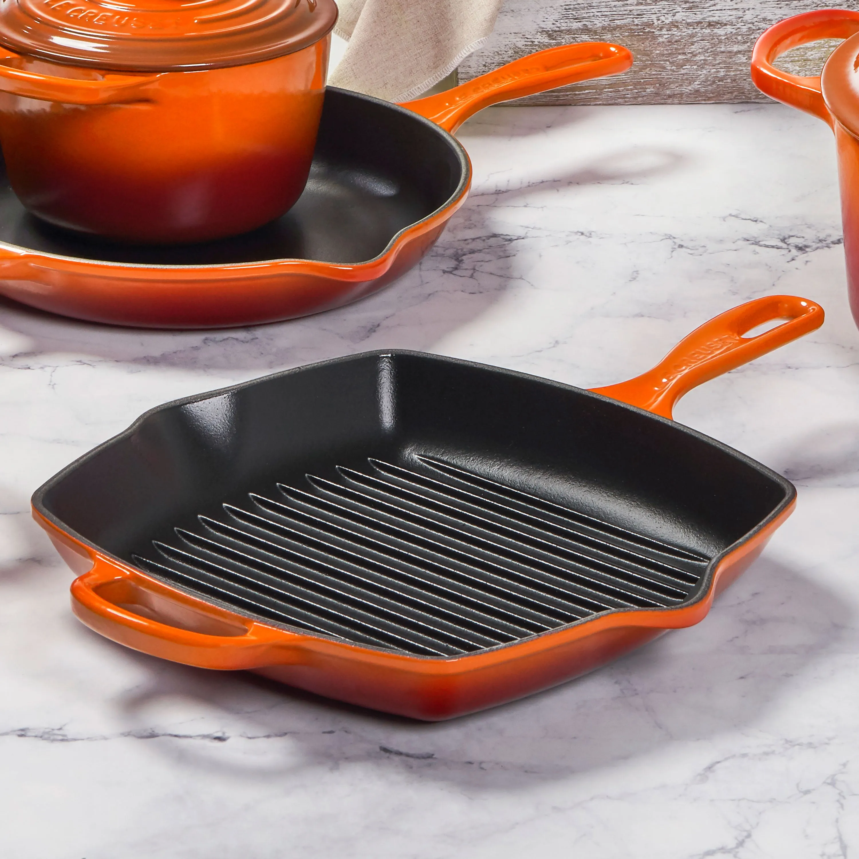 Le Creuset Signature Cast Iron 10.25" Flame Square Grill Pan