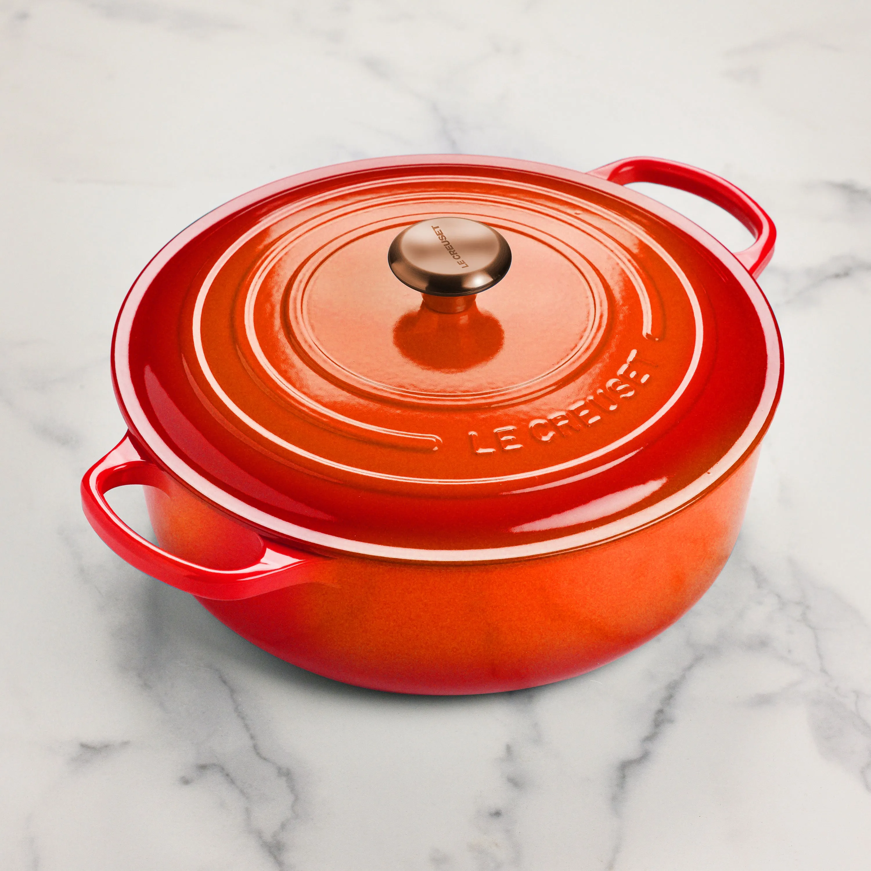 Le Creuset Signature Cast Iron 6.75-quart Flame Round Wide Dutch Oven with Copper Knob