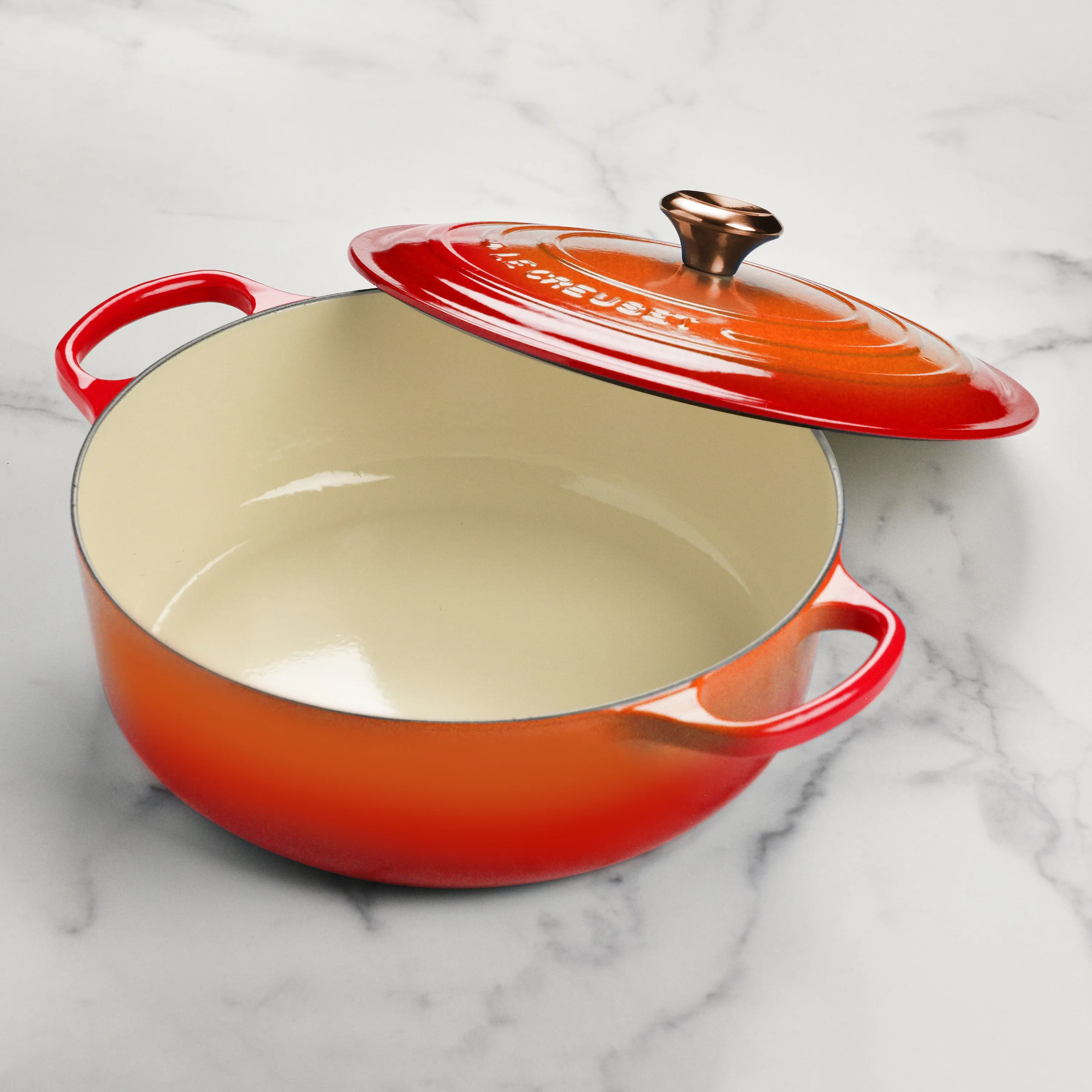 Le Creuset Signature Cast Iron 6.75-quart Flame Round Wide Dutch Oven with Copper Knob