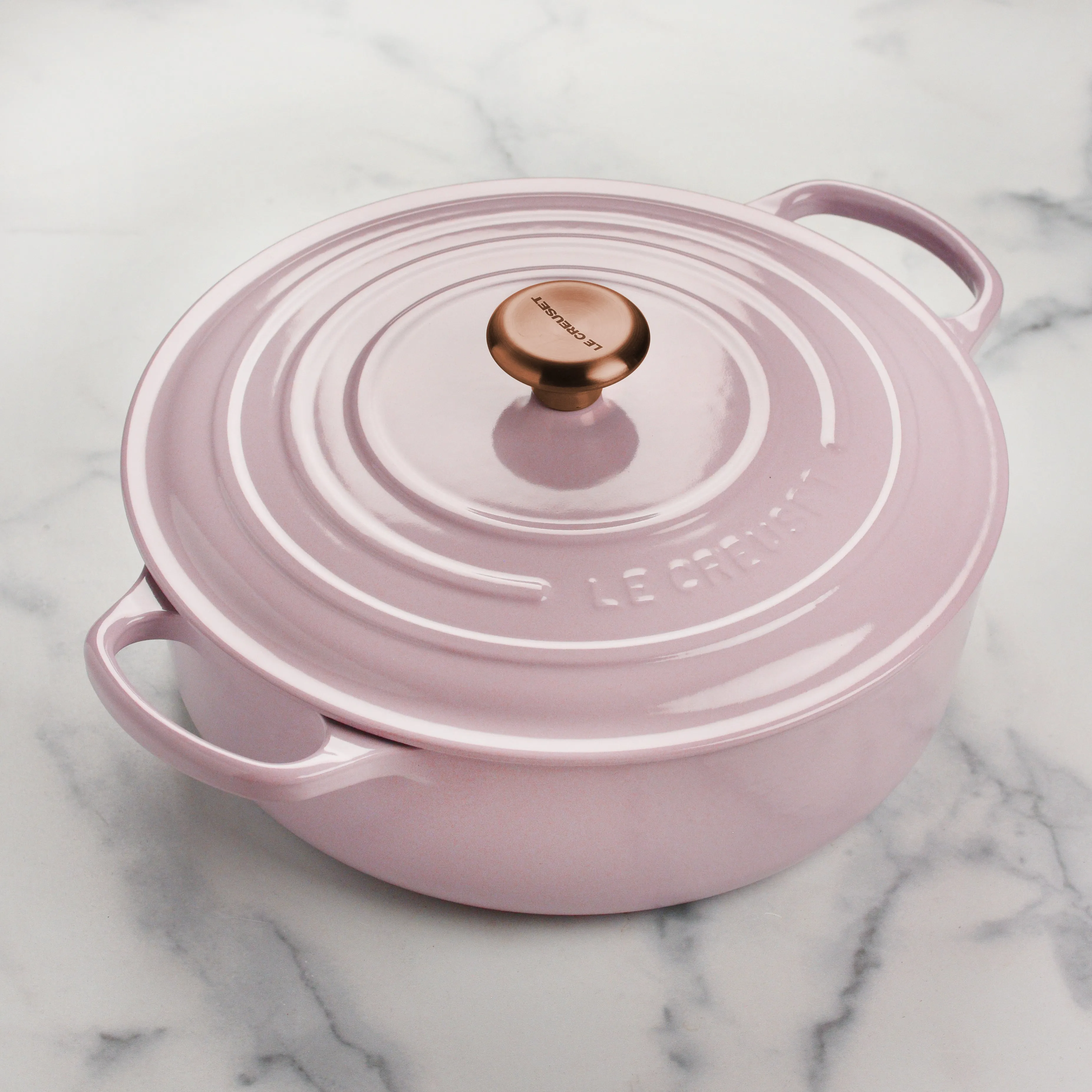 Le Creuset Signature Cast Iron 6.75-quart Shallot Round Wide Dutch Oven with Copper Knob