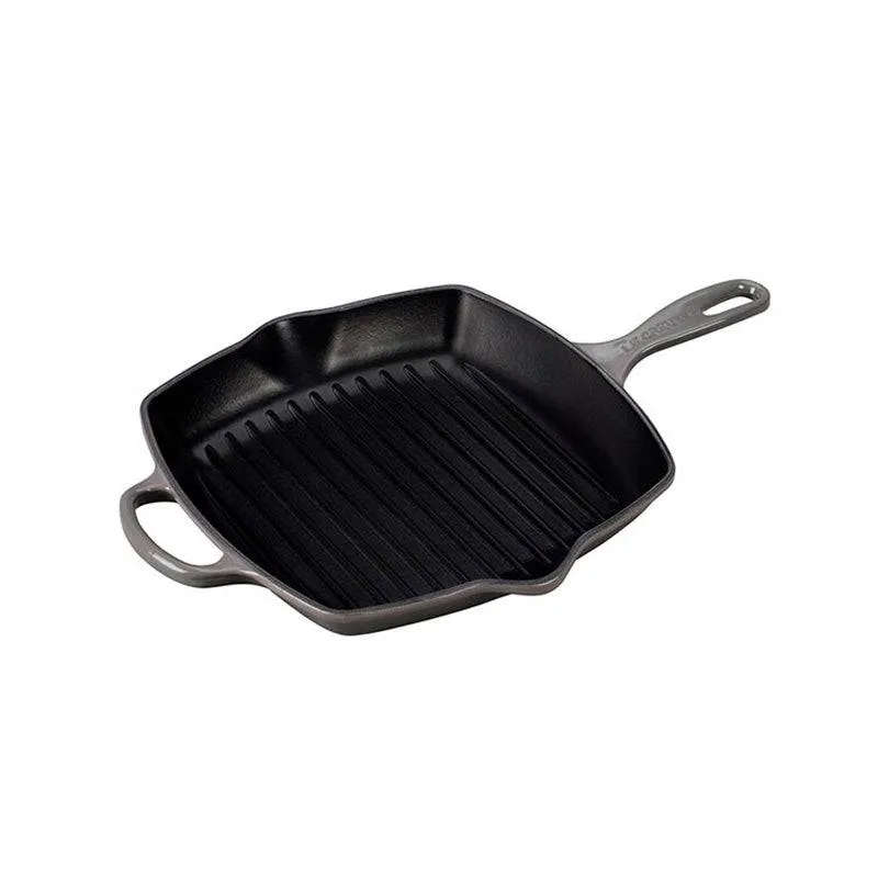 Le Creuset Signature Enameled Cast Iron Square Skillet Grill, 10.25-Inches, Oyster