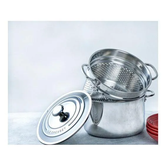 Le Creuset Stainless Steel Stockpot with Pasta Insert 8.3L / 9QT - 26CM  / 10"