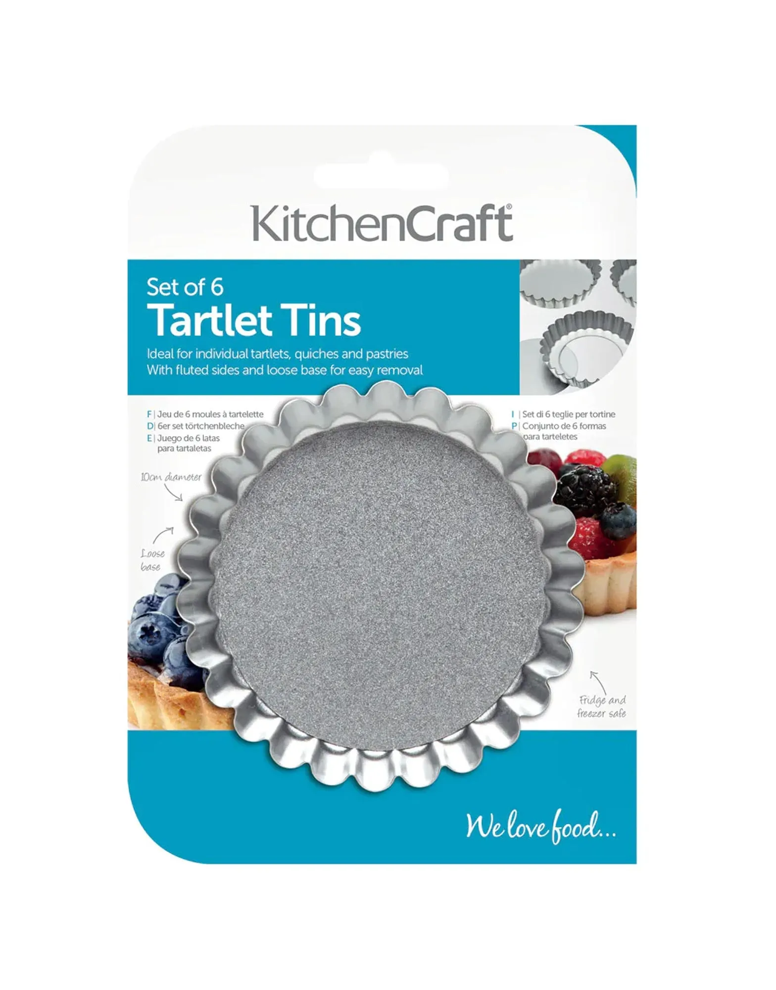 Loose-Bottom Tart Tins 10cm, Set of Six